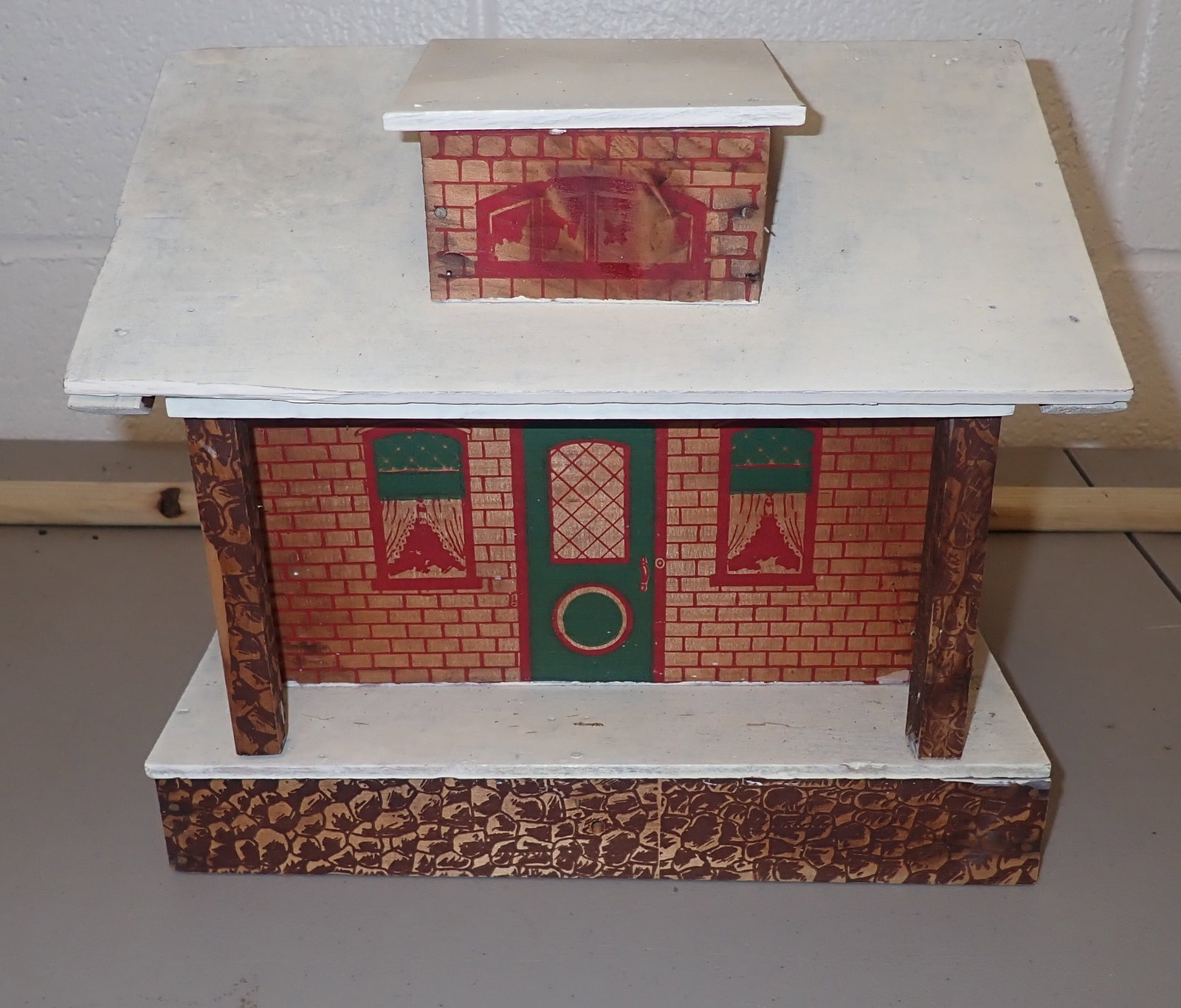 Play House w/ Bird Cage & Misc: Approx 10 3/4" x 13" x 11 1/2" tall. Shipping available ($20 handling charge, plus postage)