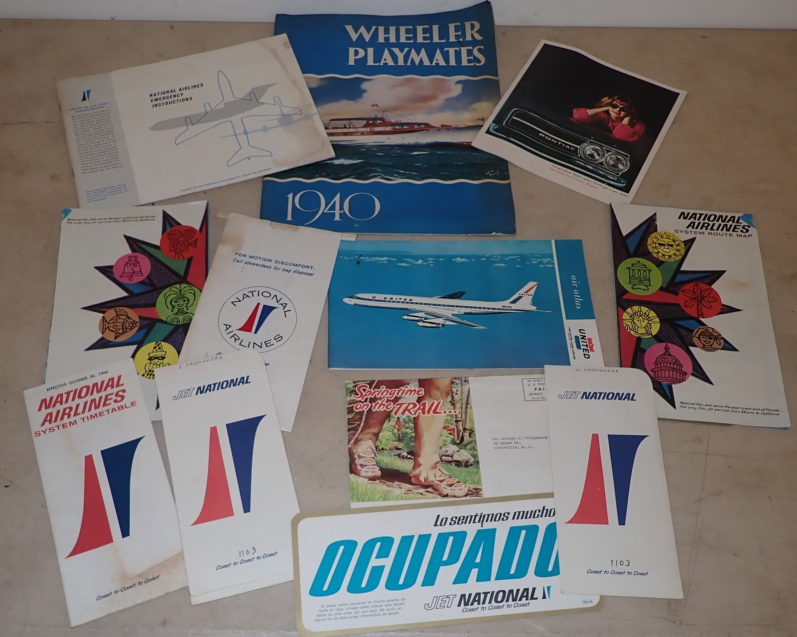 Wheeler Playmates, Pontiac, United Airlines Brochures & Misc (1 of 5)