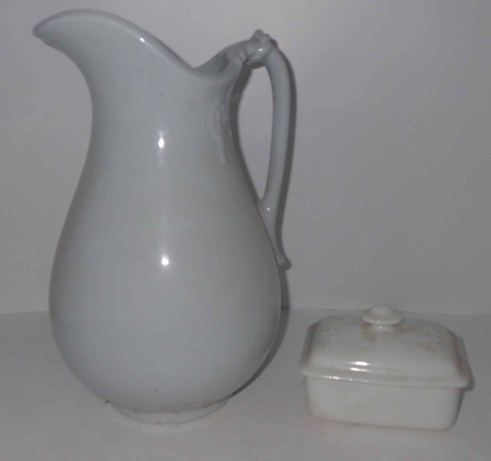 Ironstone Soap Dish & Imperial Pitcher: Pitcher is approx 12 1/2" tall. Shipping available