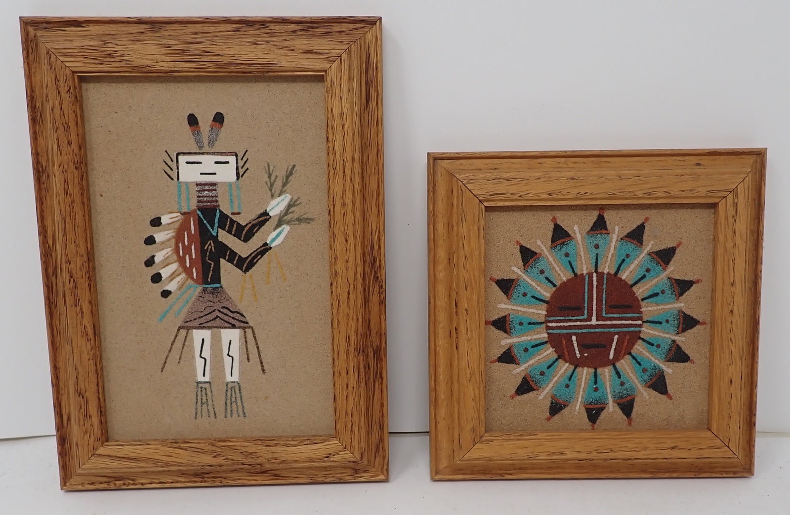 Navajo Sand Paintings: Largest is apprx 5 3/8" x 7 3/8". Shipping available