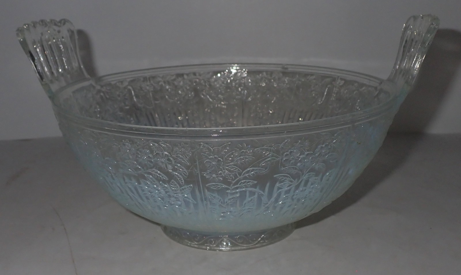 1800's Opalescent Bowl w/ Makers Mark: Approx 7 5/8" in diameter and 5" tall. Shipping available