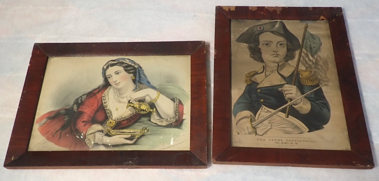 Currier & Ives w/ Young Continental Lithographs: Approx 12 1/2" x 16 3/8". Shipping available ($25 handling charge, plus postage)