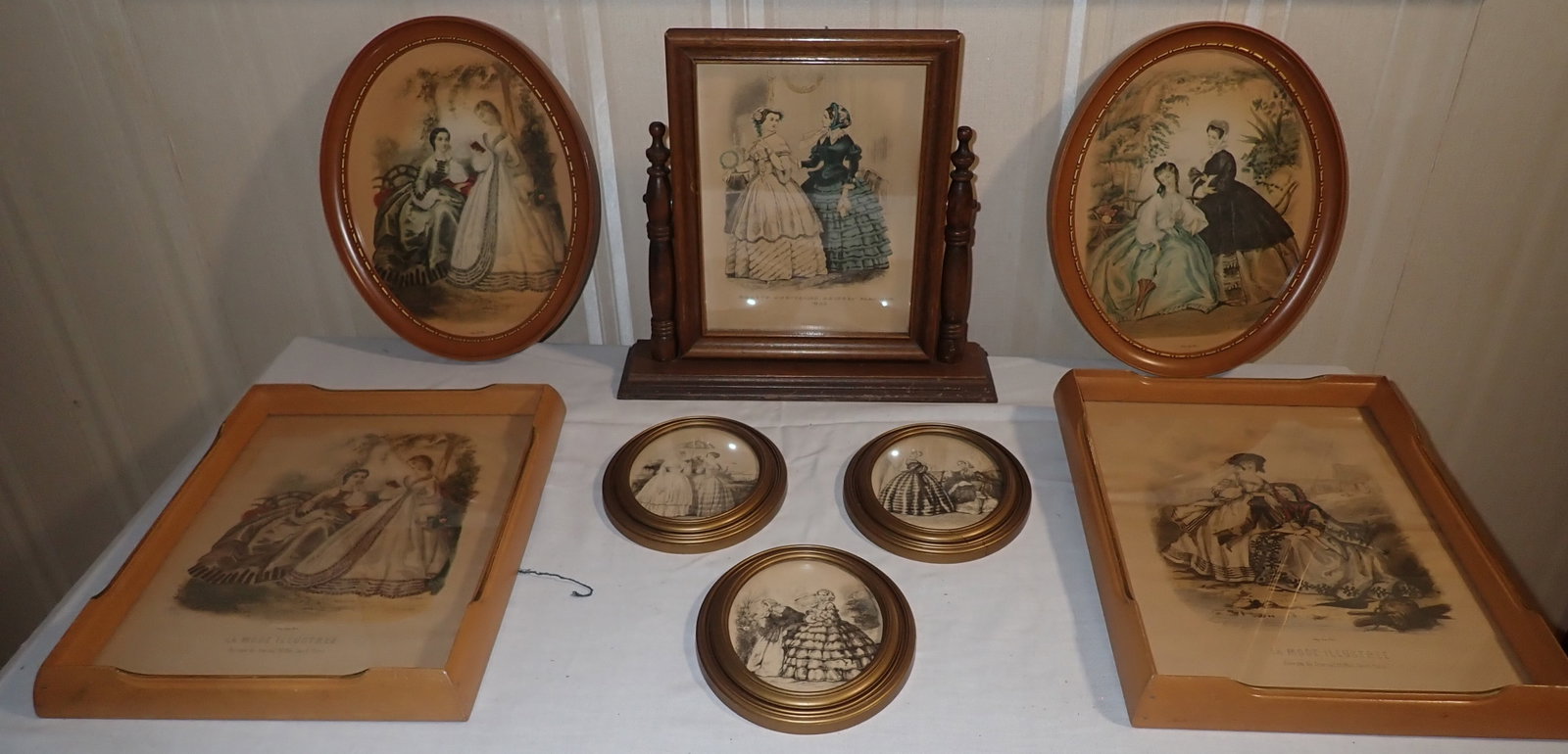 8 Victorian Fashion Lithographs: Largest are approx 9 3/4" x 13". No in house shipping !
