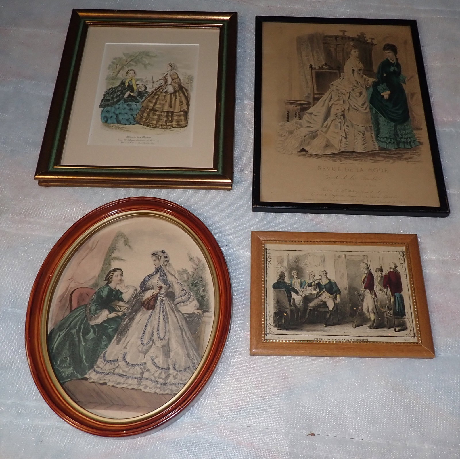 French Fashion & Washington Murder Attempt Lithographs: Largest is apprx 9 1/2" x 13". Shipping available ($25 handling charge, plus postage)