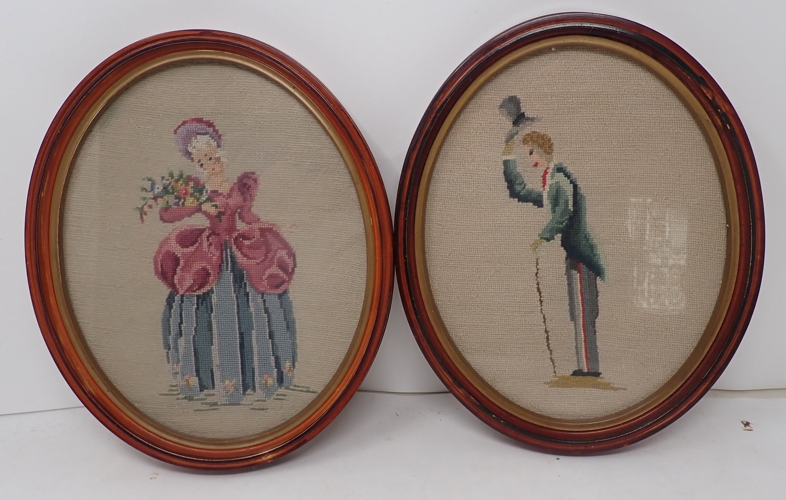 Lady & Gentleman Needlepoints: Apprx 8 3/4" x 10 1/2". Shipping available
