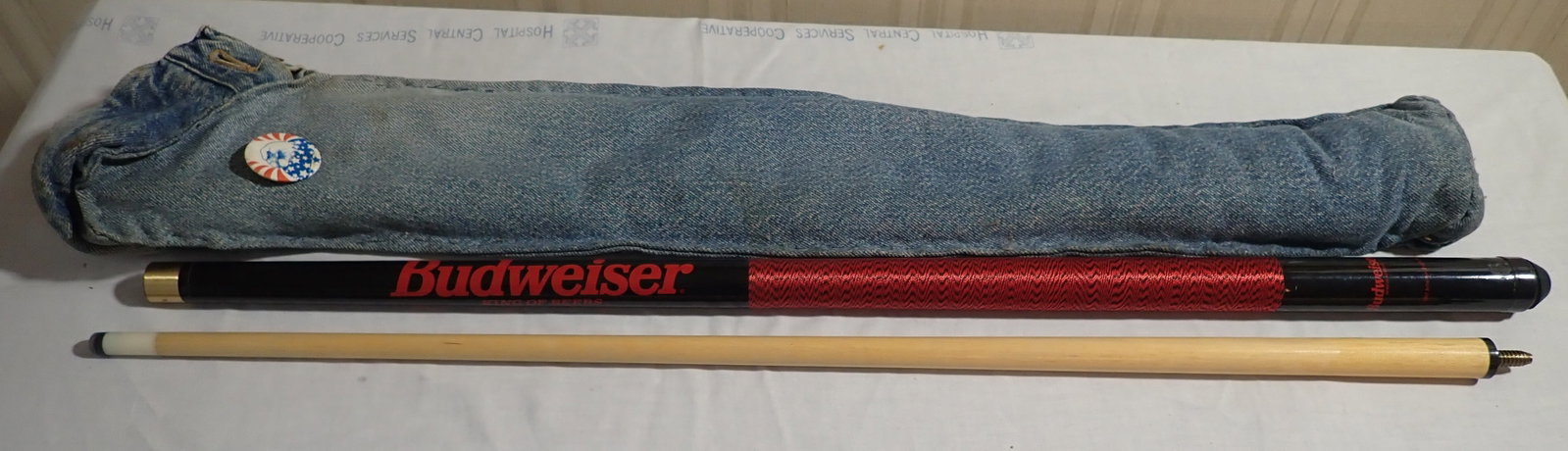Budweiser Pool Stick & Rustler Denim Jeans Case: Shipping available