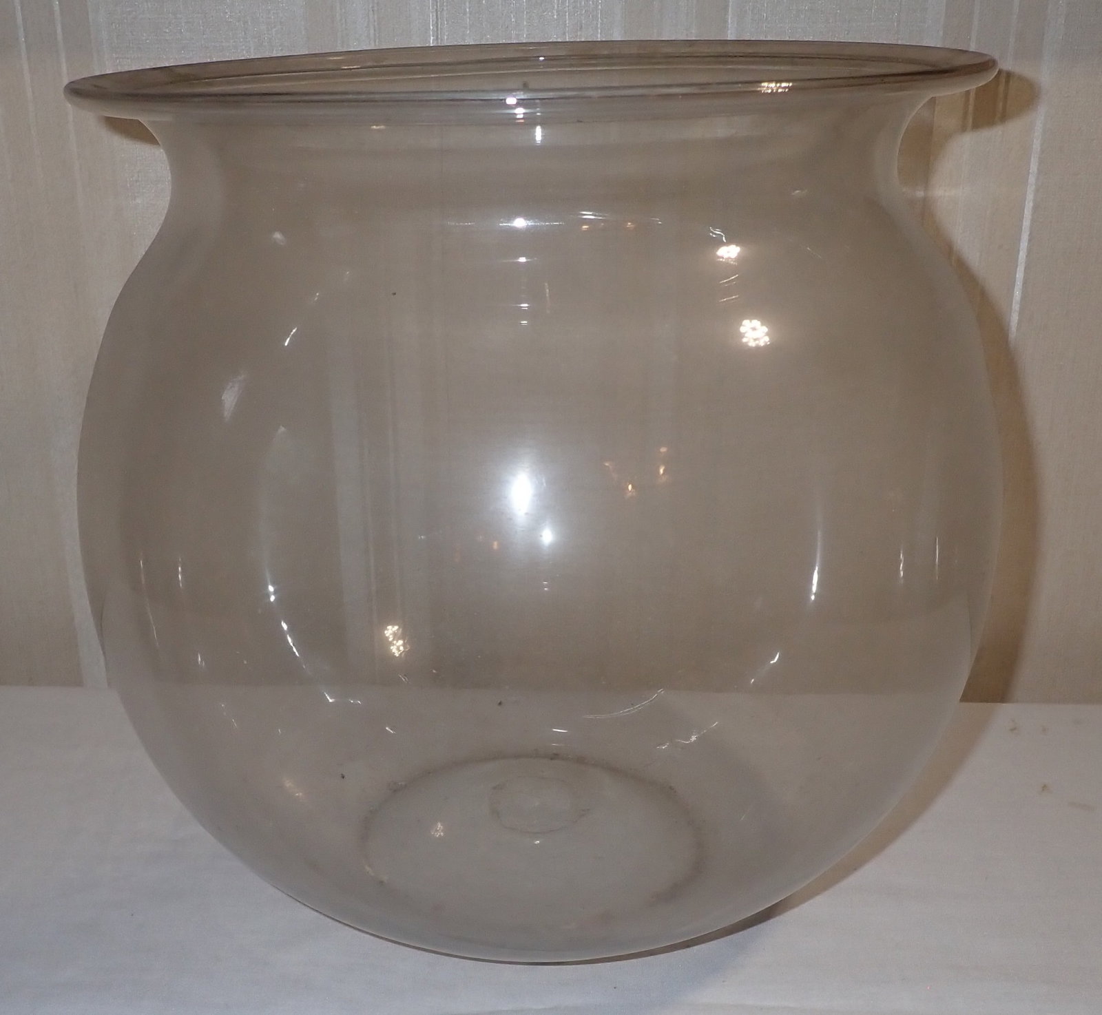 Early Blown Glass Fish Bowl: Approx 10 7/8" in diameter and 11 3/8" tall. Shipping available ($30 handling charge, plus postage)