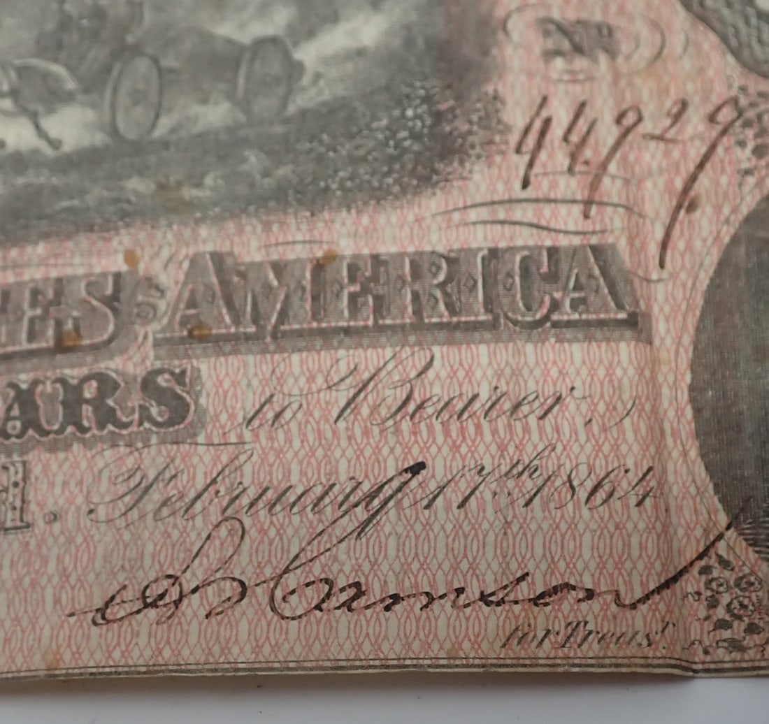 1864 $10 Confederate Note - 3