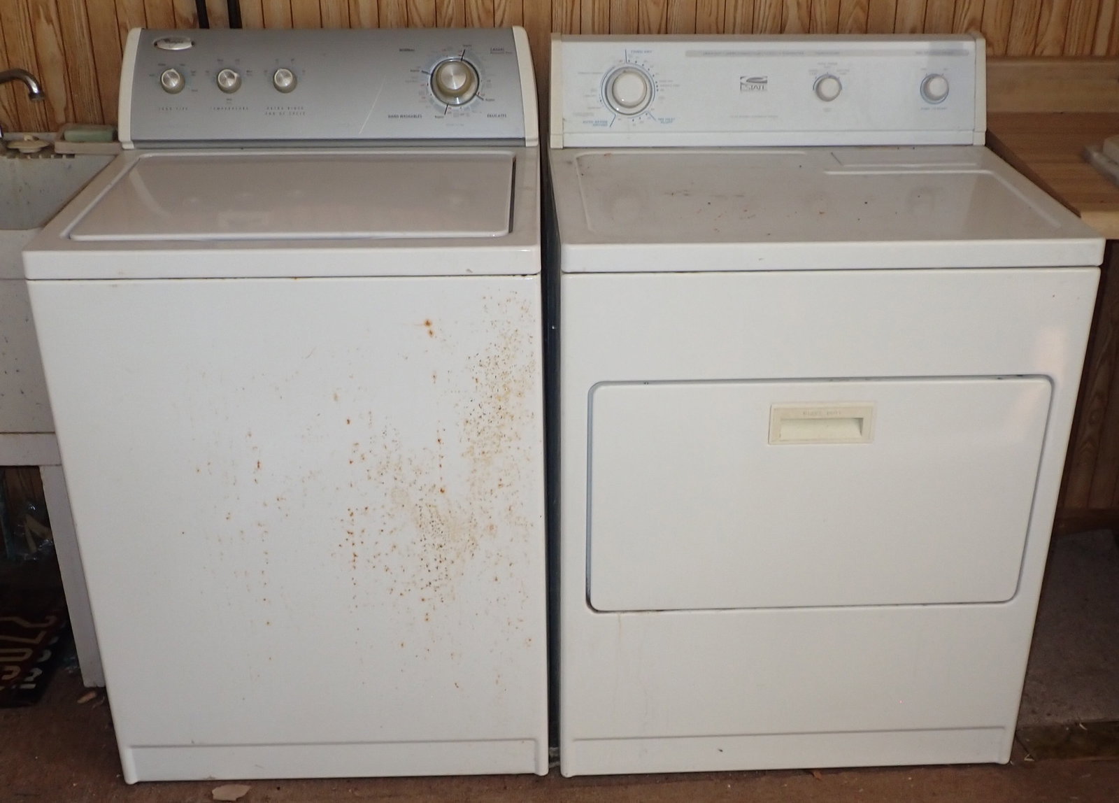 Whirlpool Washer & Electric Dryer: No in house shipping ! Bring proper tools to disconnect and help to remove ! Located right next to back door with a handicap ramp.