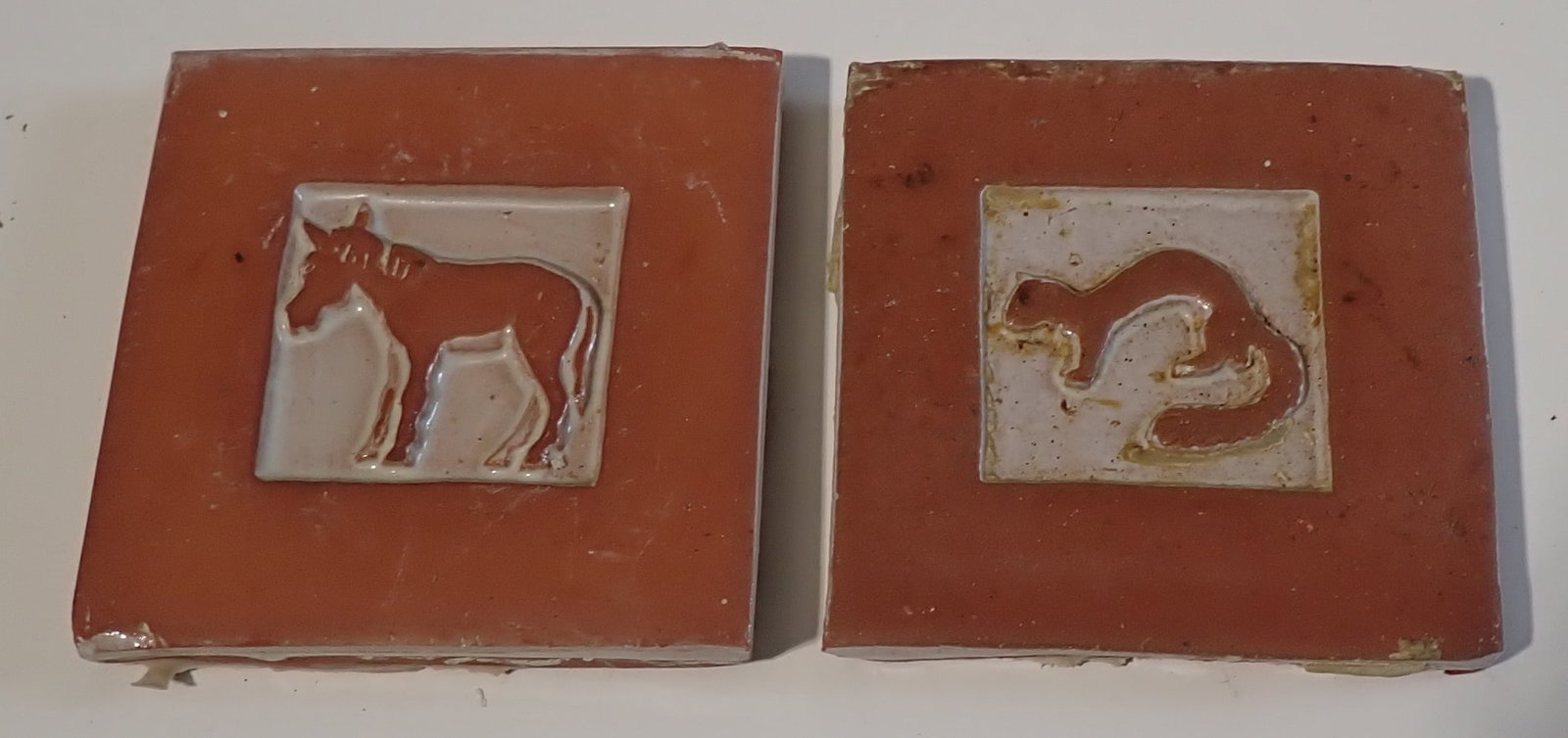 Moravian Donkey & Weasel Tiles: Apprx 4" x 4". Shipping available