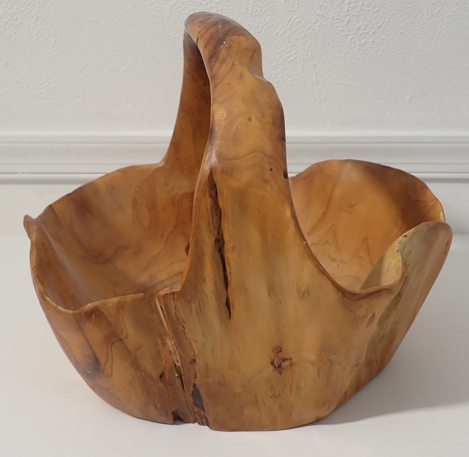 Carved Burl Wood Basket (1 of 6)