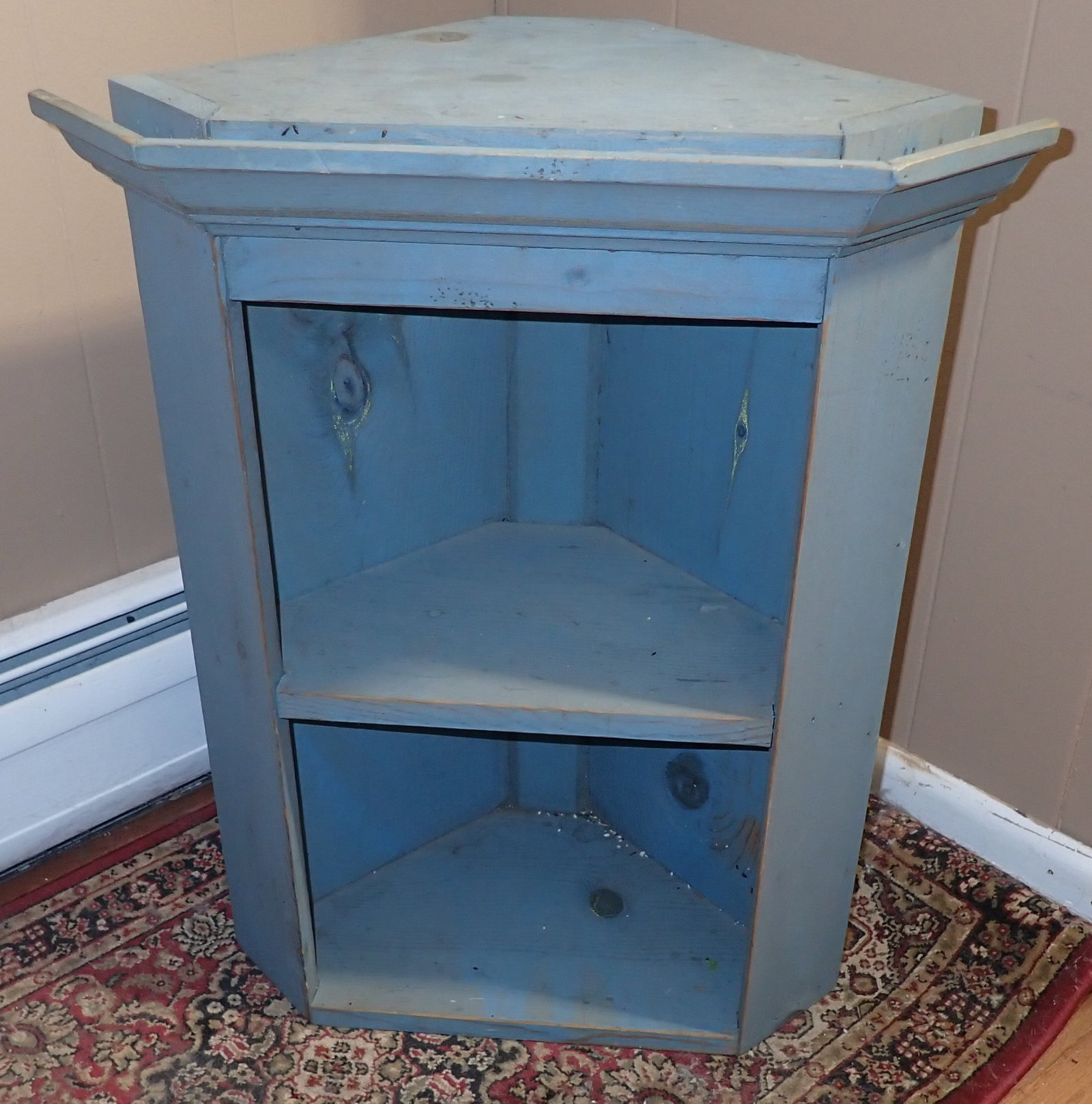 Country Style Hanging Corner Cabinet in Blue Paint (1 of 3)