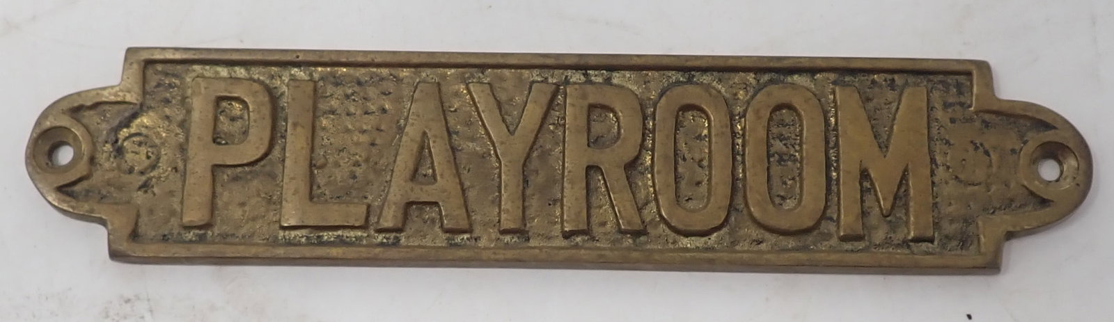 Brass Playroom Sign: Approx 1 1/4" x 5 1/2". Shipping available