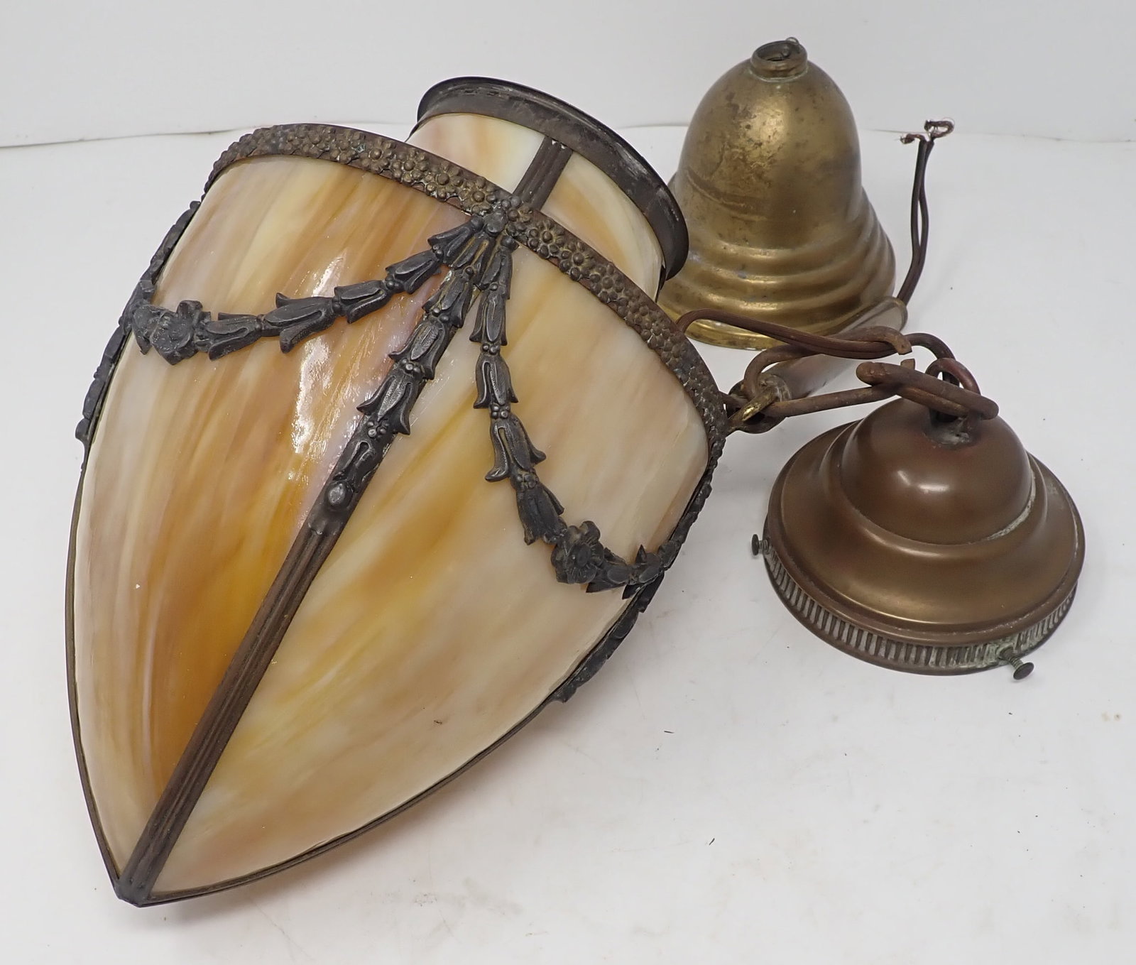 Victorian Style Stained Glass Globe: Approx 6 1/2" in diameter and 10" tall. Fitter is apprx 3 15/16" OD . Shipping available