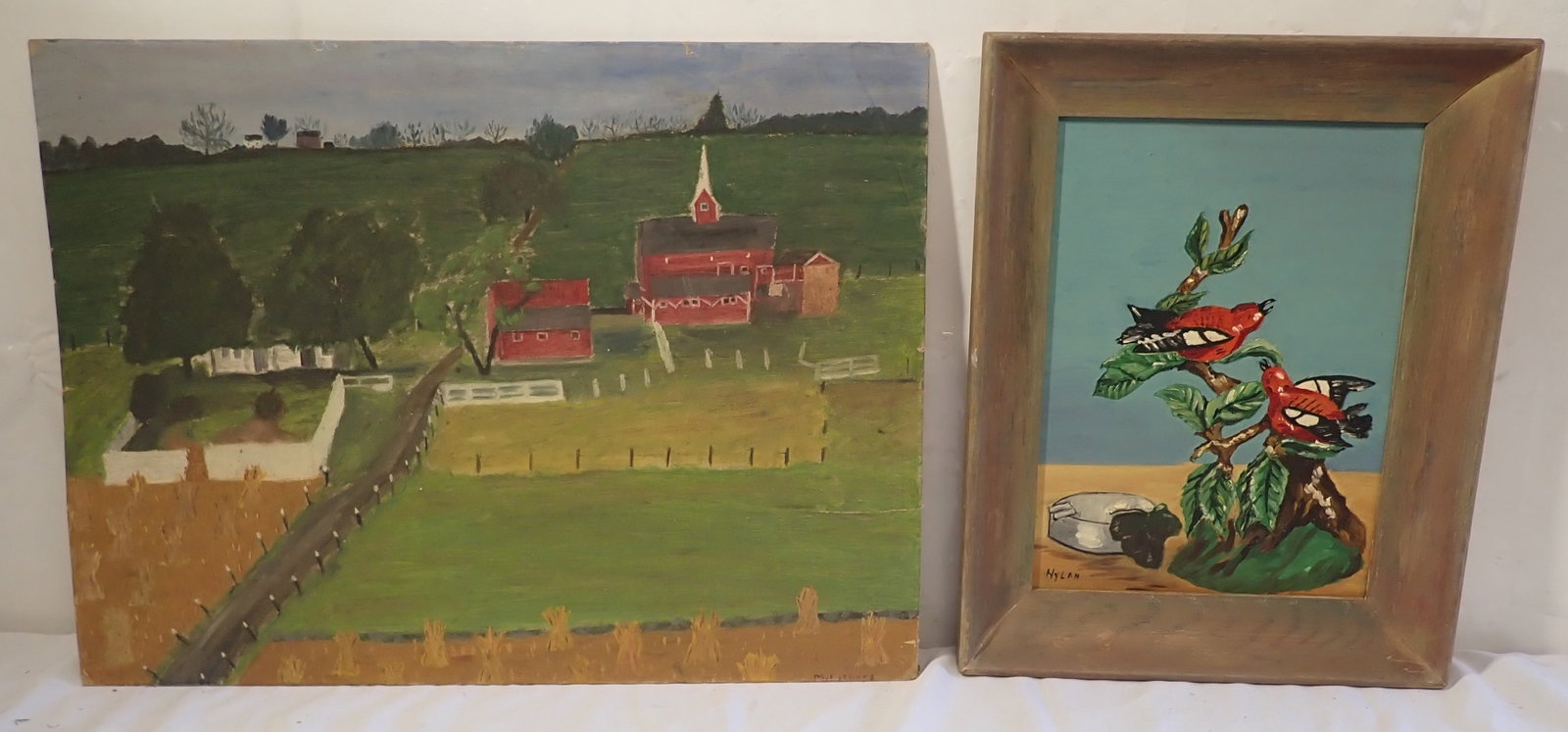 2 Oil on Board Paintings incl Hylan: Largest is apprx 18" x 24". Shipping available ($20 handling charge, plus postage)