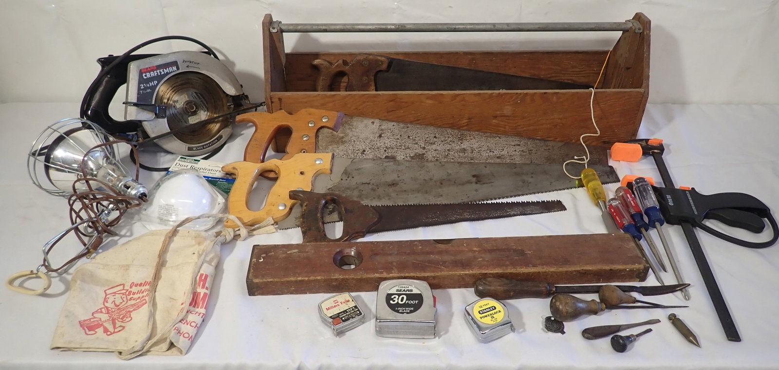 Tool Tote , Circular Saw , Brass Plumb Bob , Chisel , Misc (1 of 10)