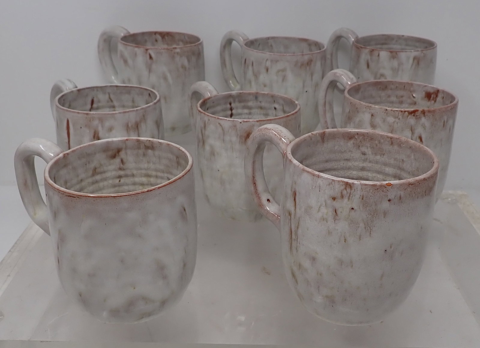 8 Cole Pottery Celia Coffee Mugs: Approx 3 5/8" in diameter and 4" tall. Shipping available ($20 handling charge, plus postage)