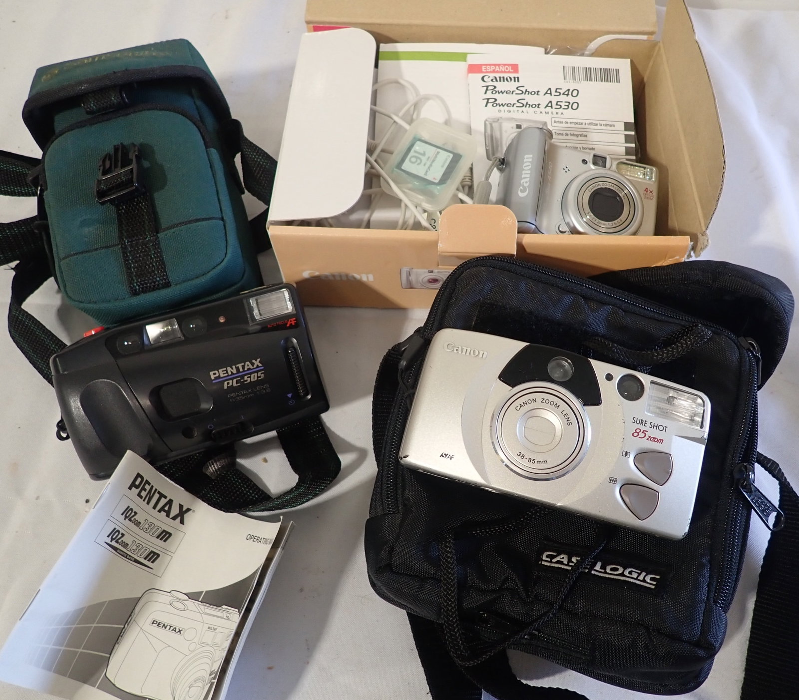 Canon Sure Shot 85, Powershot A540 & Pentax Cameras: Shipping available