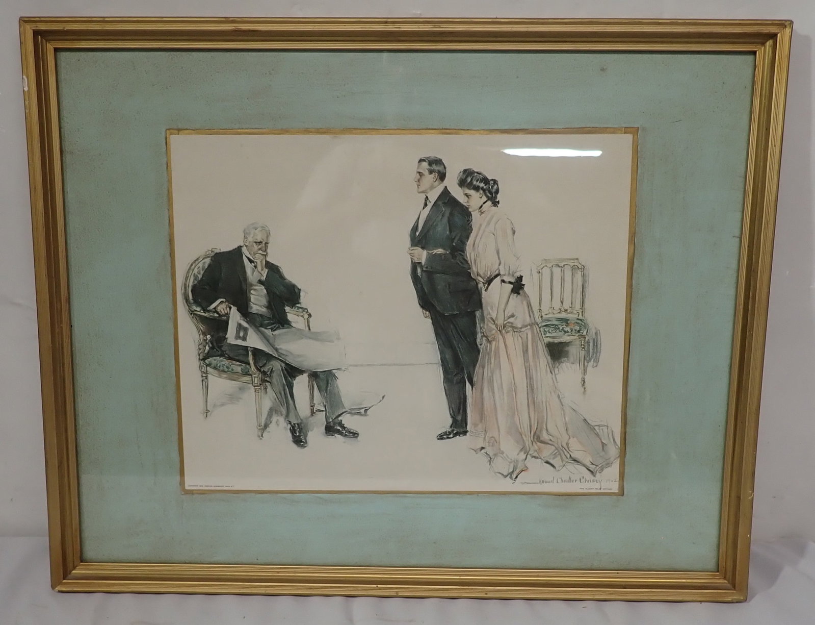 1902 Howard Chandler Christy Looking Backwards: Approx 20" x 25". No in house shipping !