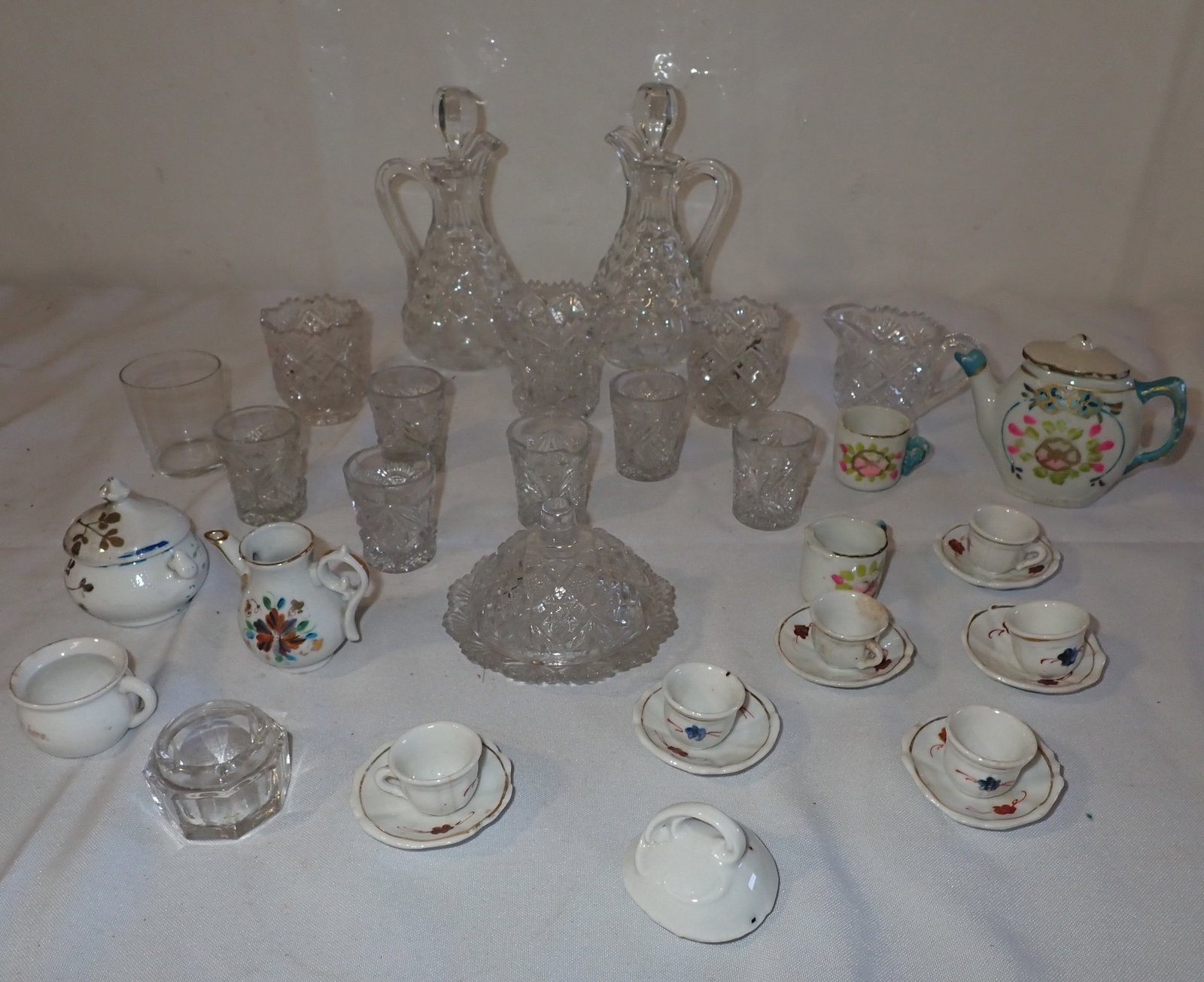 Blown Glass Cruets, Doll Tea Pieces , Misc Glassware: NO in house shipping !