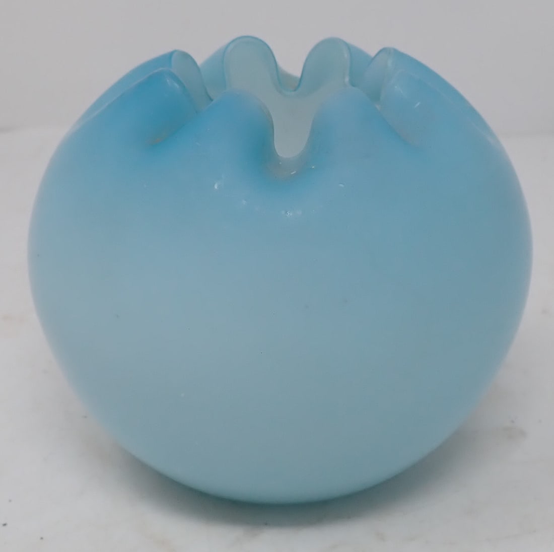 Blue Opalescent Rose Bowl: Approx 3 7/8" in diameter . Shipping available