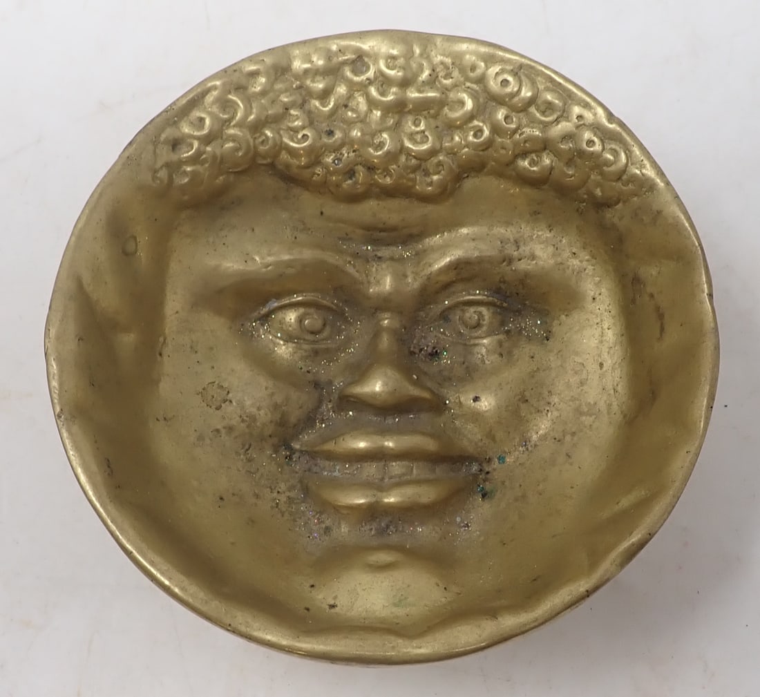 Brass Black Americana Face Bowl: Heavy brass - Approx 4 1/4" in diameter and 1 1/2" tall. Shipping available