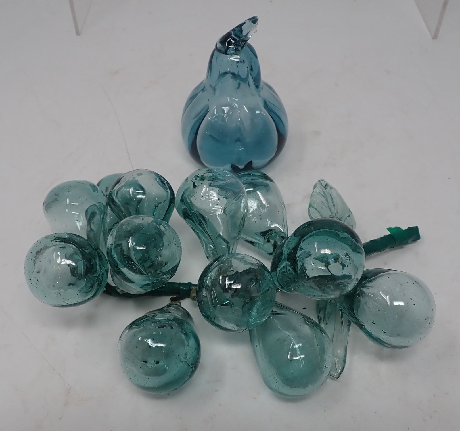 Art Glass Grape Cluster & Pear: Pear is approx 4 1/2" tall. Shipping available