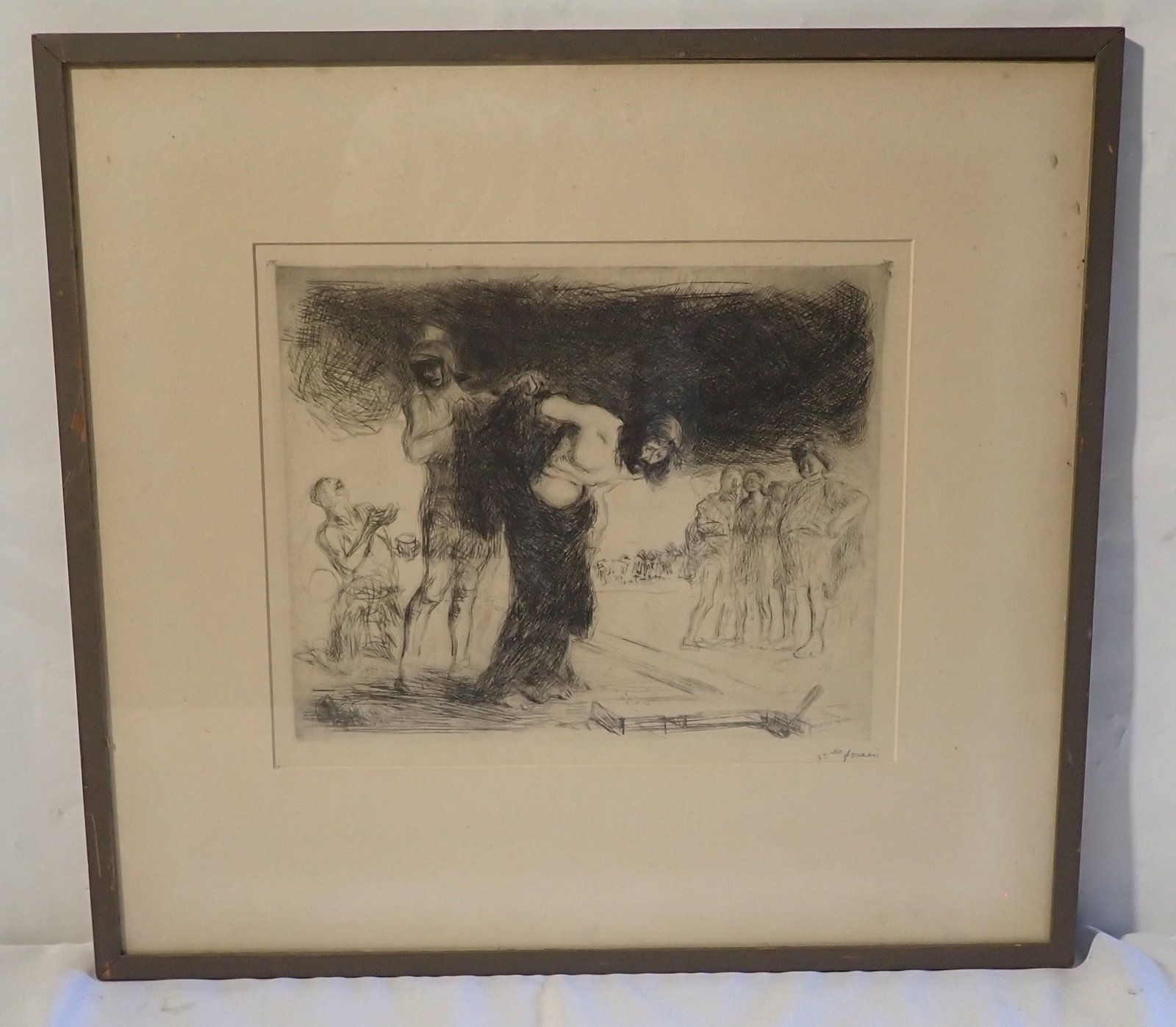 Forain Signed Christ Stripped of His Clothing: Apprx 18 1/4" x 19 7/8". Shipping available ($35 handling charge, plus postage)