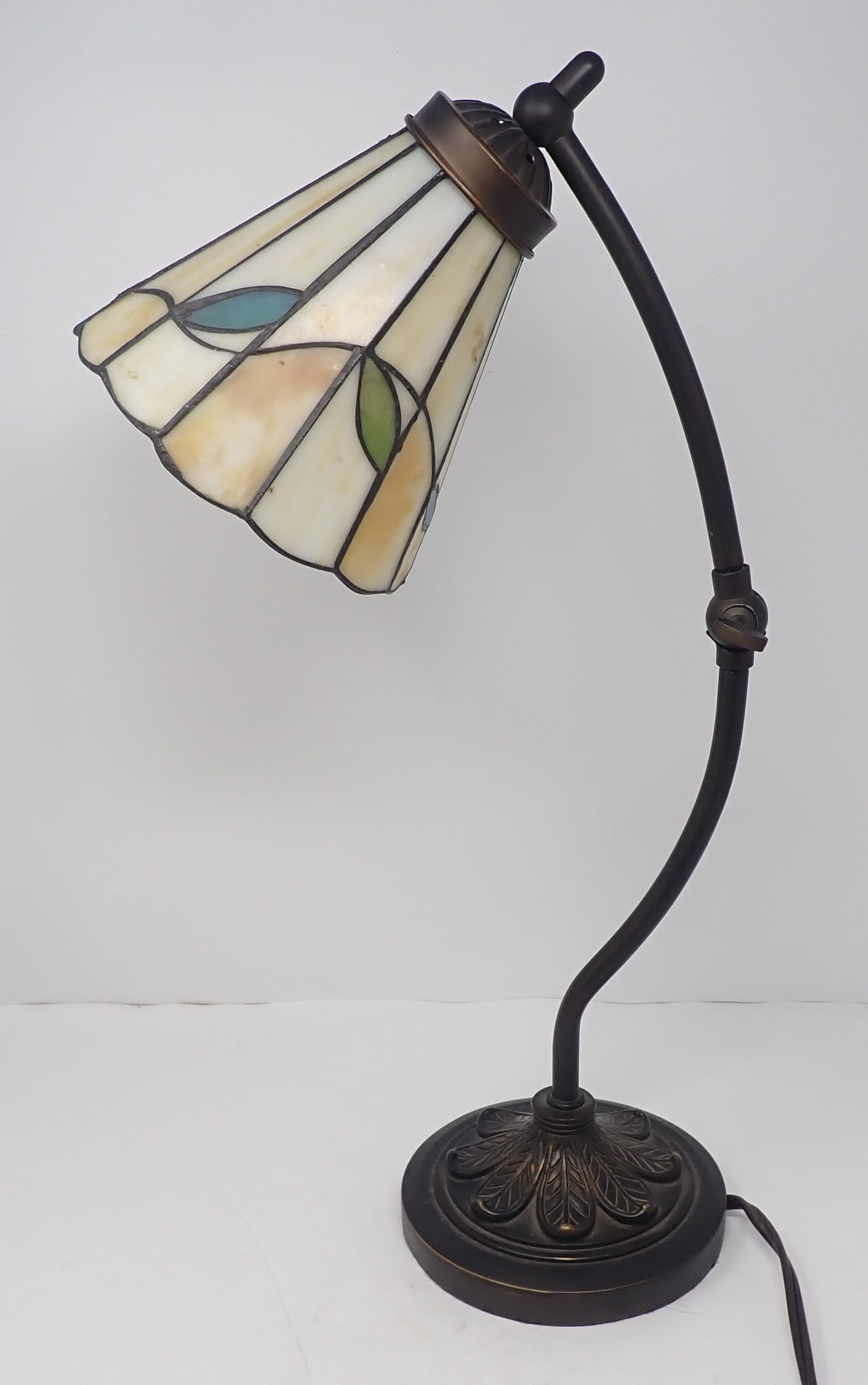 Tiffany Style Adjustable Stained Glass Desk Lamp: Approx 19 3/4" tall ( as pictured). No in house shipping !