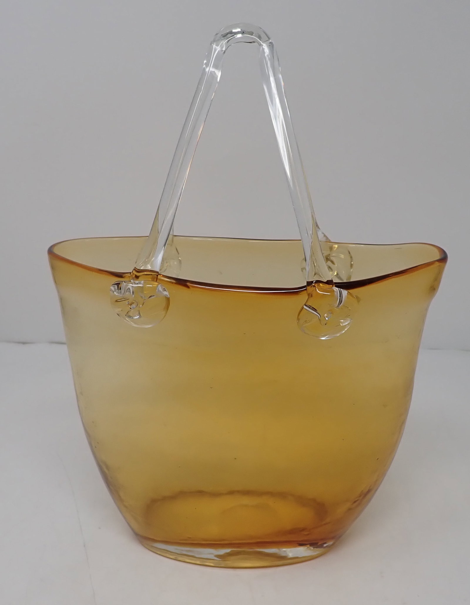 Art Glass Basket w/ Applied Handles (1 of 3)