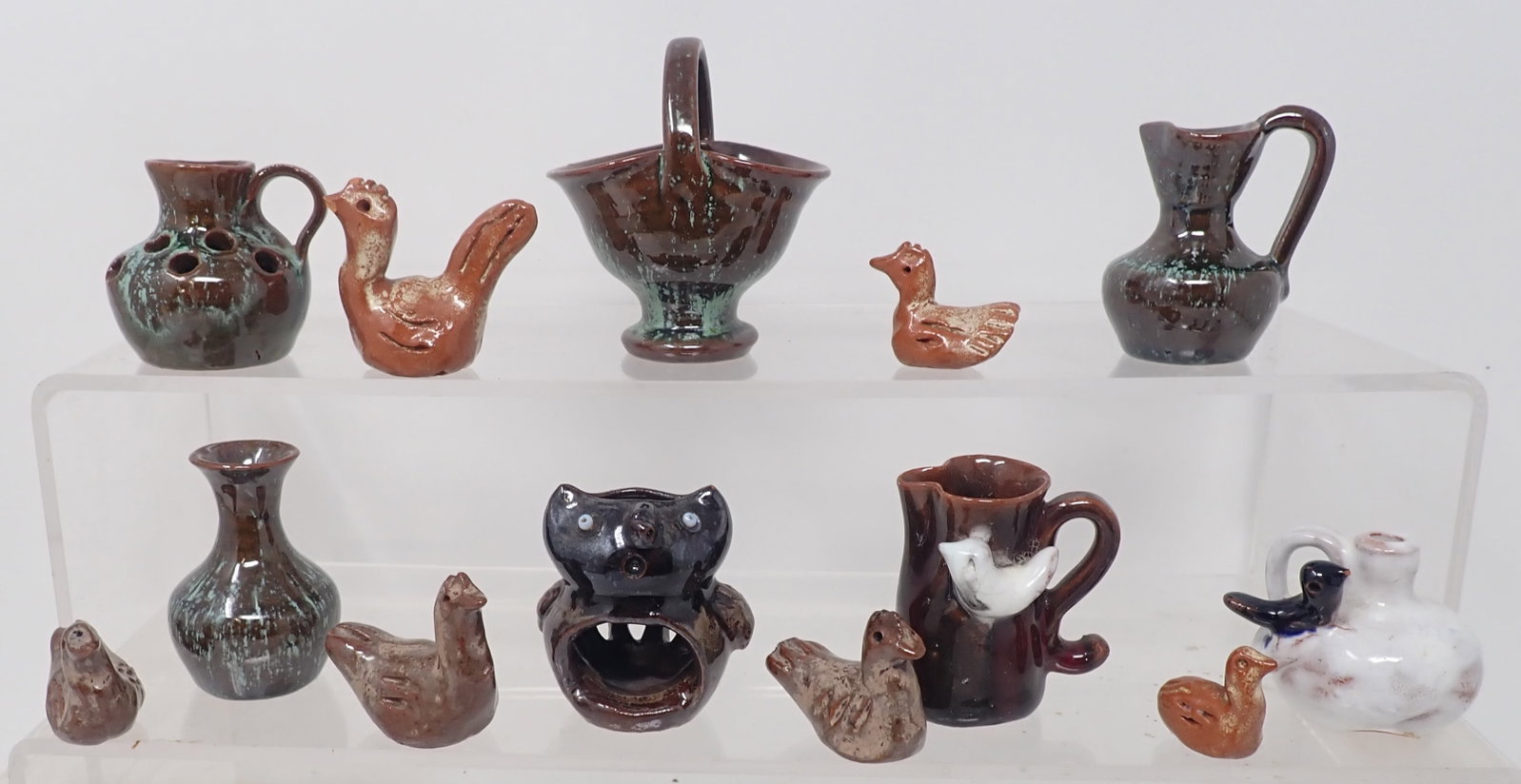 Miniature Cole & "W" Pottery: Tallest is approx 2 7/8" tall. 6 birds are marked with a "W". Shipping available