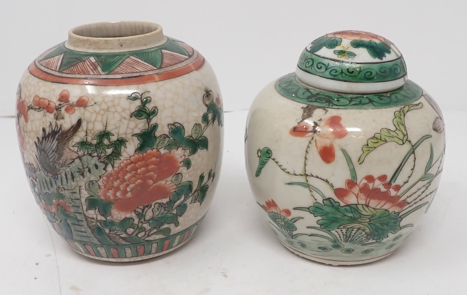 2 Chinese Jars: Left one is approx 4" in diameter and 4 3/4" tall. Shipping available