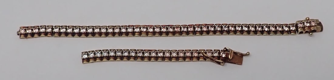 14k Gold Bracelet w/ Stones for Repair or Scrap: Apprx 1/4" wide. There is a 5" piece and 2 5/8" piece. Total weight is appro 7.35 dwt. Shipping available