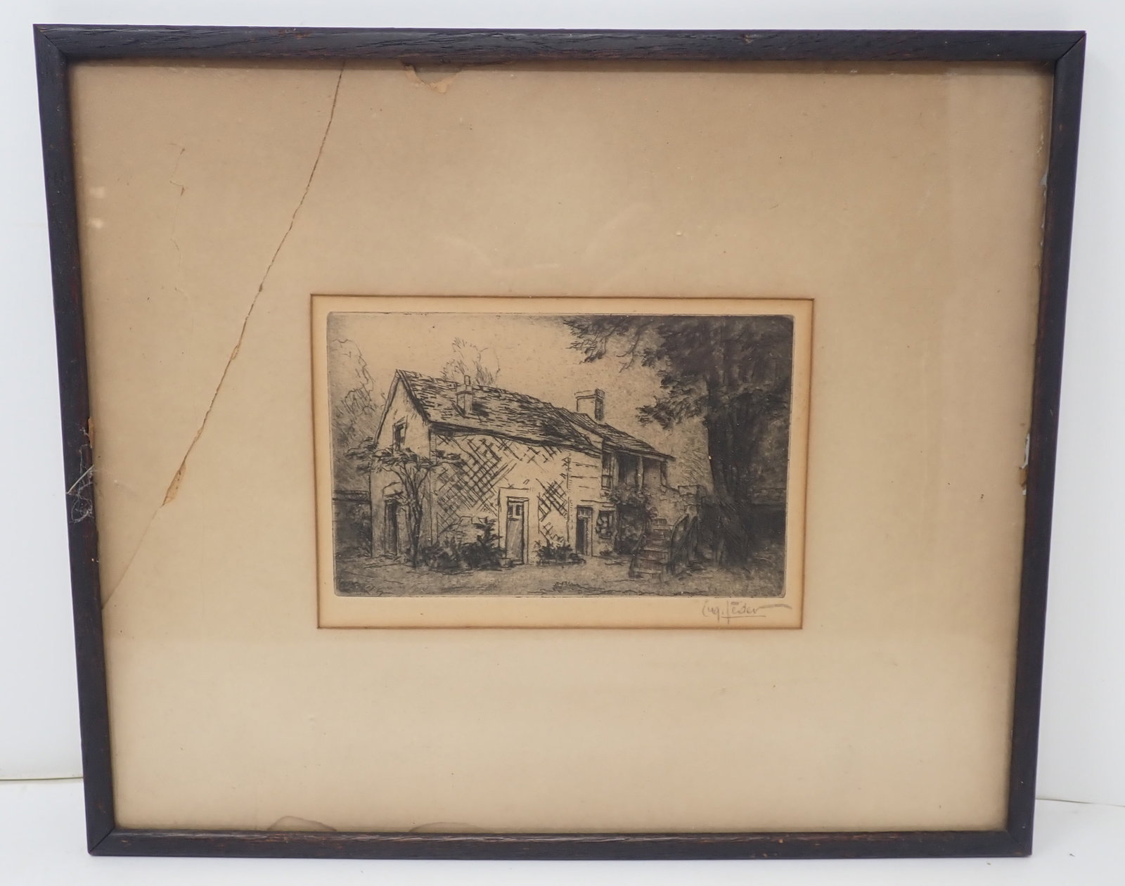 Signed Drawing of House: Approx 10 1/2" x 12 1/2". Shipping available