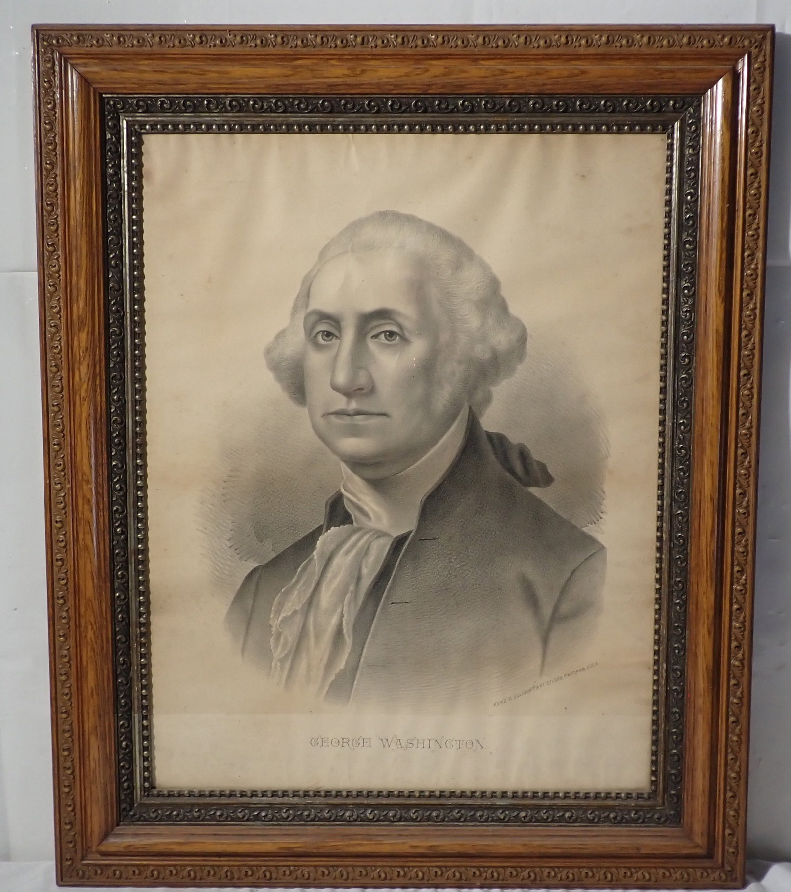 Kurz & Allison George Washington Engraving: Apprx 28 1/2" x 34 1/2". No in house shipping !