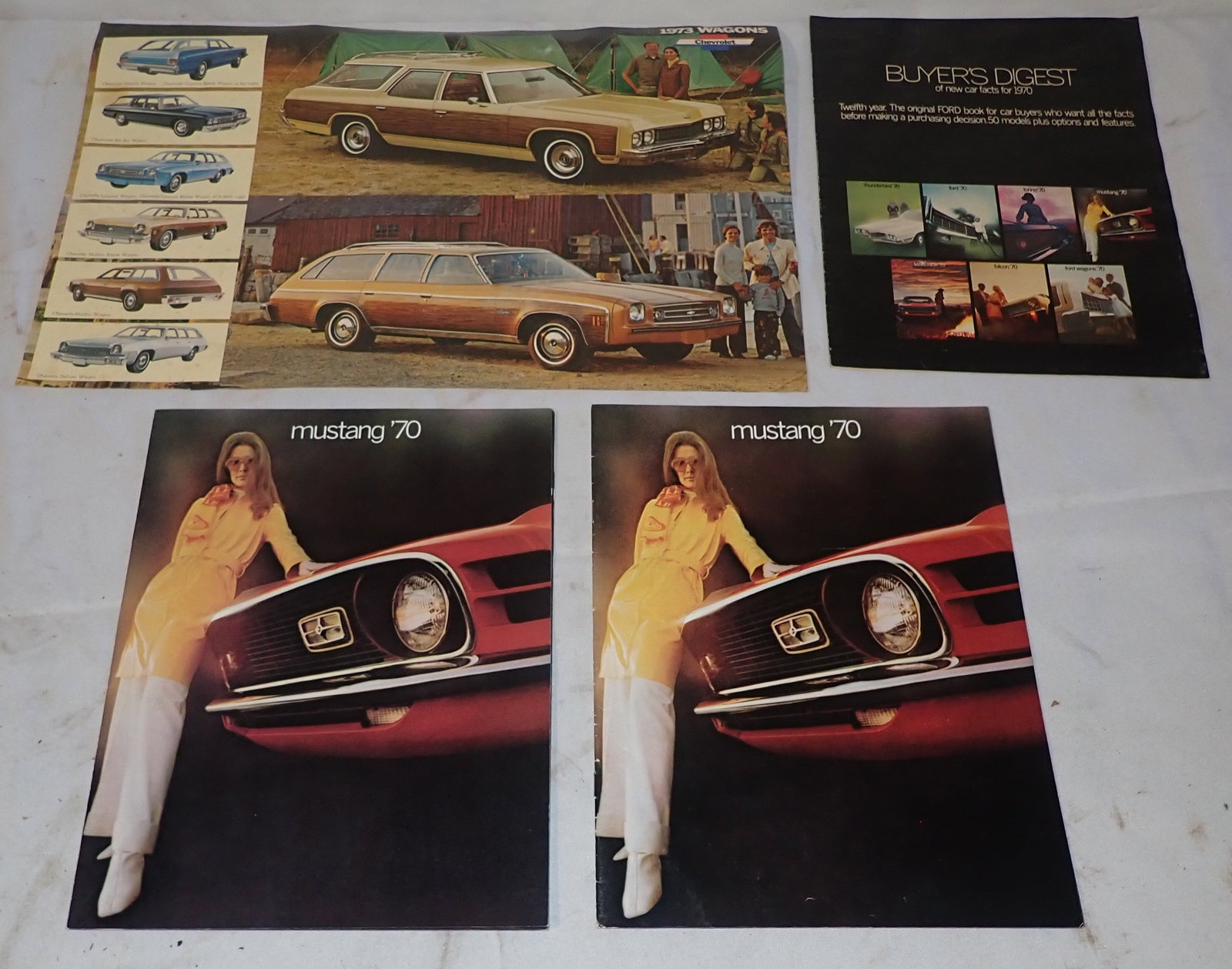 1973 Chevy Wagons & 1970 Ford Mustang Brochures: Shipping available