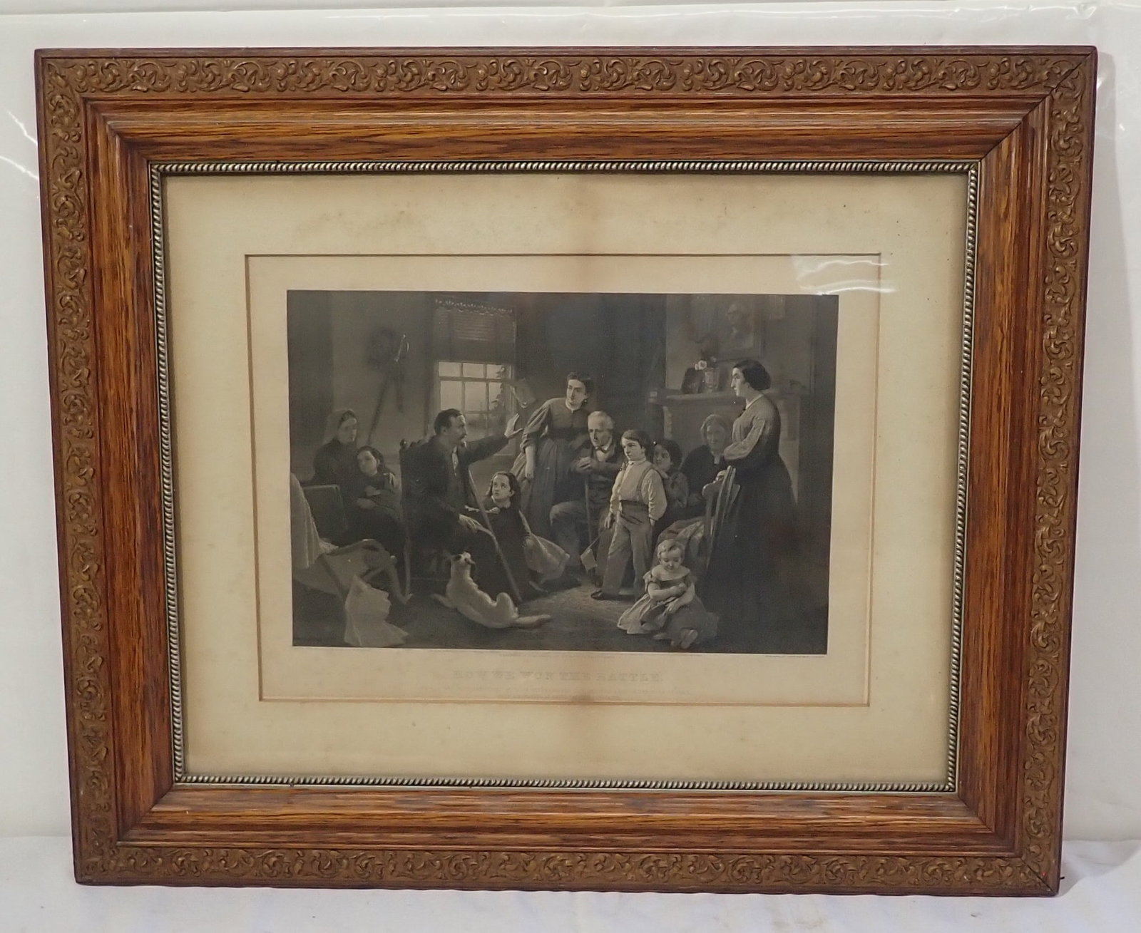 1866 John Sartain How He Won The Battle Engraving: Apprx 24 1/4" x 29 1/4". No in house shipping !