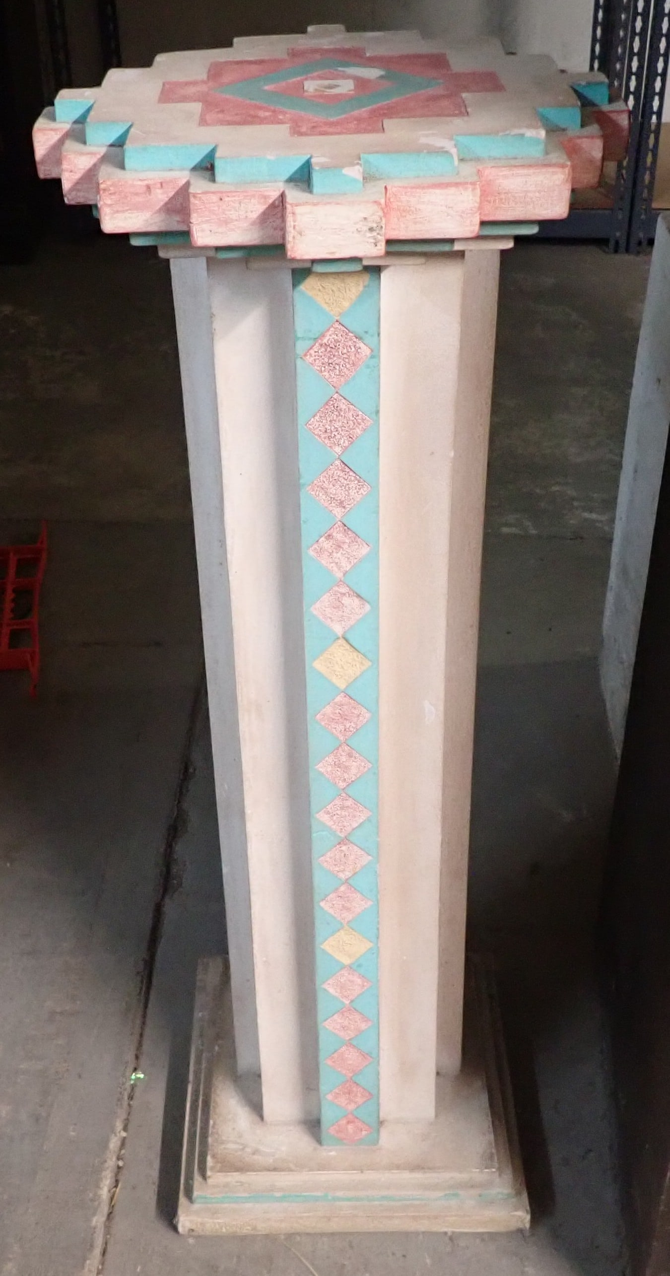 Southwestern Design Plant Stand: Top is approx 14" x 14". Total height is approx 36 1/2". No in house shipping !