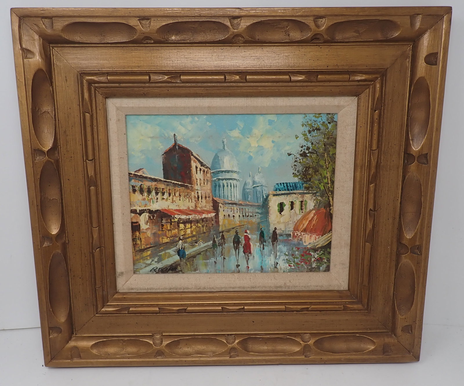 Parisian Cityscape Oil Painting: Approx 16" x 17 7/8". Shipping available ($25 handling charge, plus postage)
