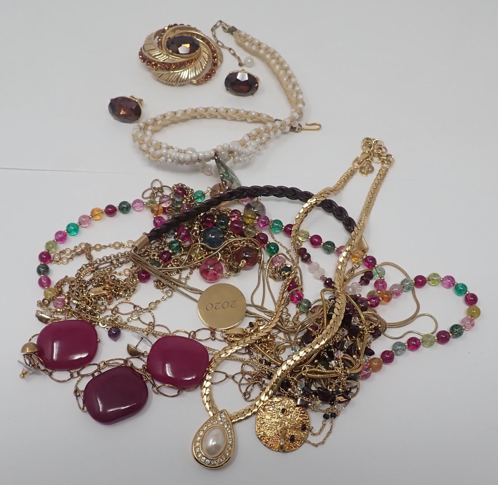 Estate Costume Jewelry incl Trifari Brooch & Earrings: Shipping available