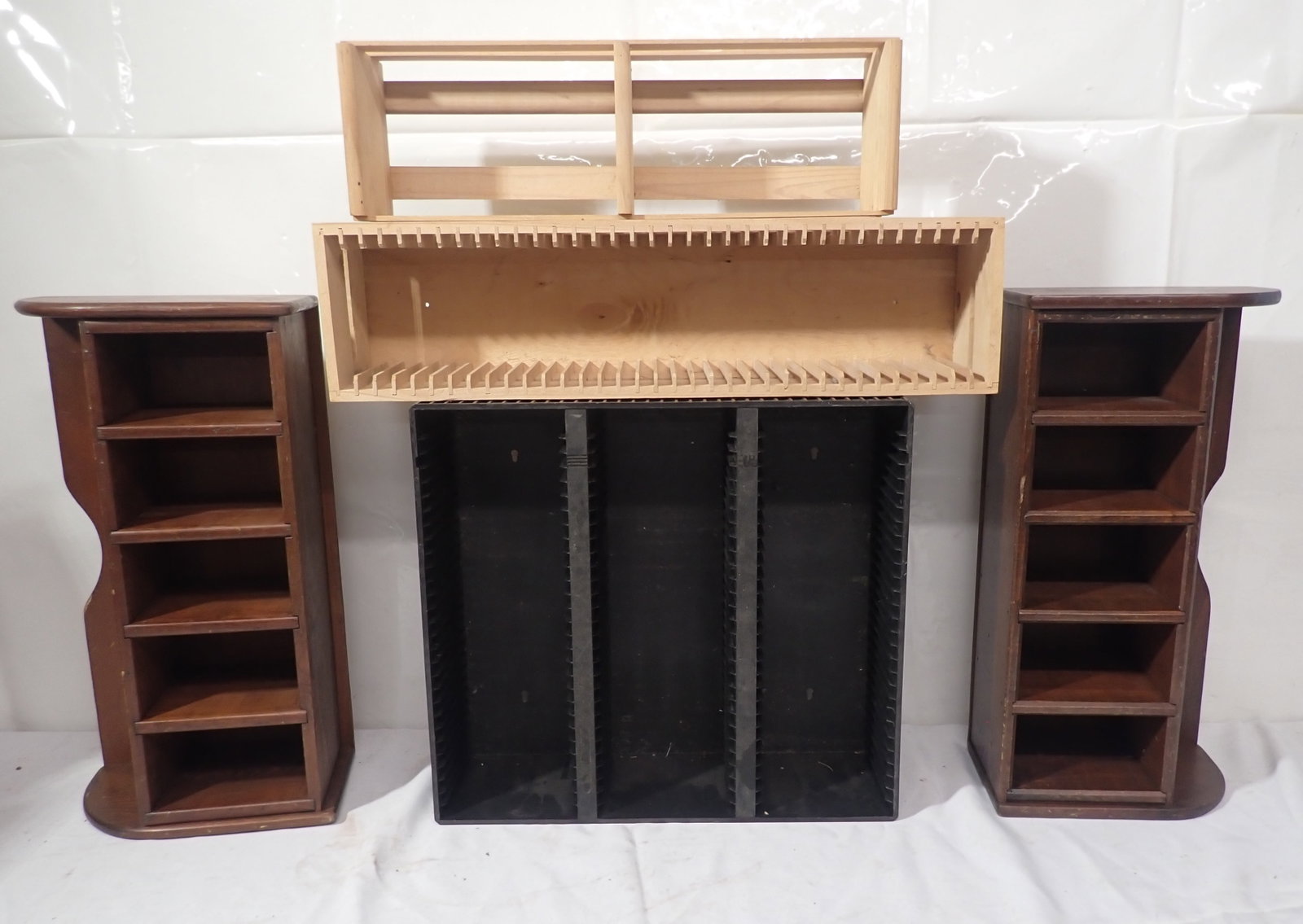 CD Racks / Holders: Black one is approx 5 1/2" x 17" x 15 1/2" tall. Must take all ! No in house shipping !