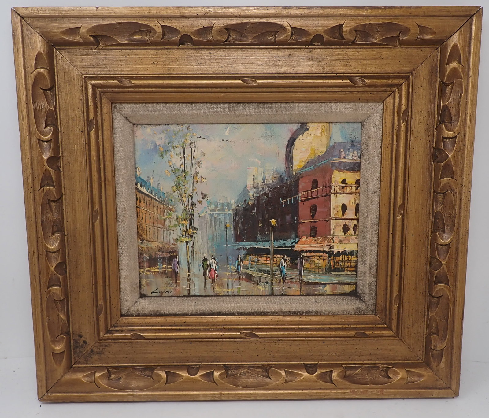 Impressionist Cityscape Oil on Canvas Painting: Approx 16" x 18". Shipping available ($30 handling charge, plus postage)