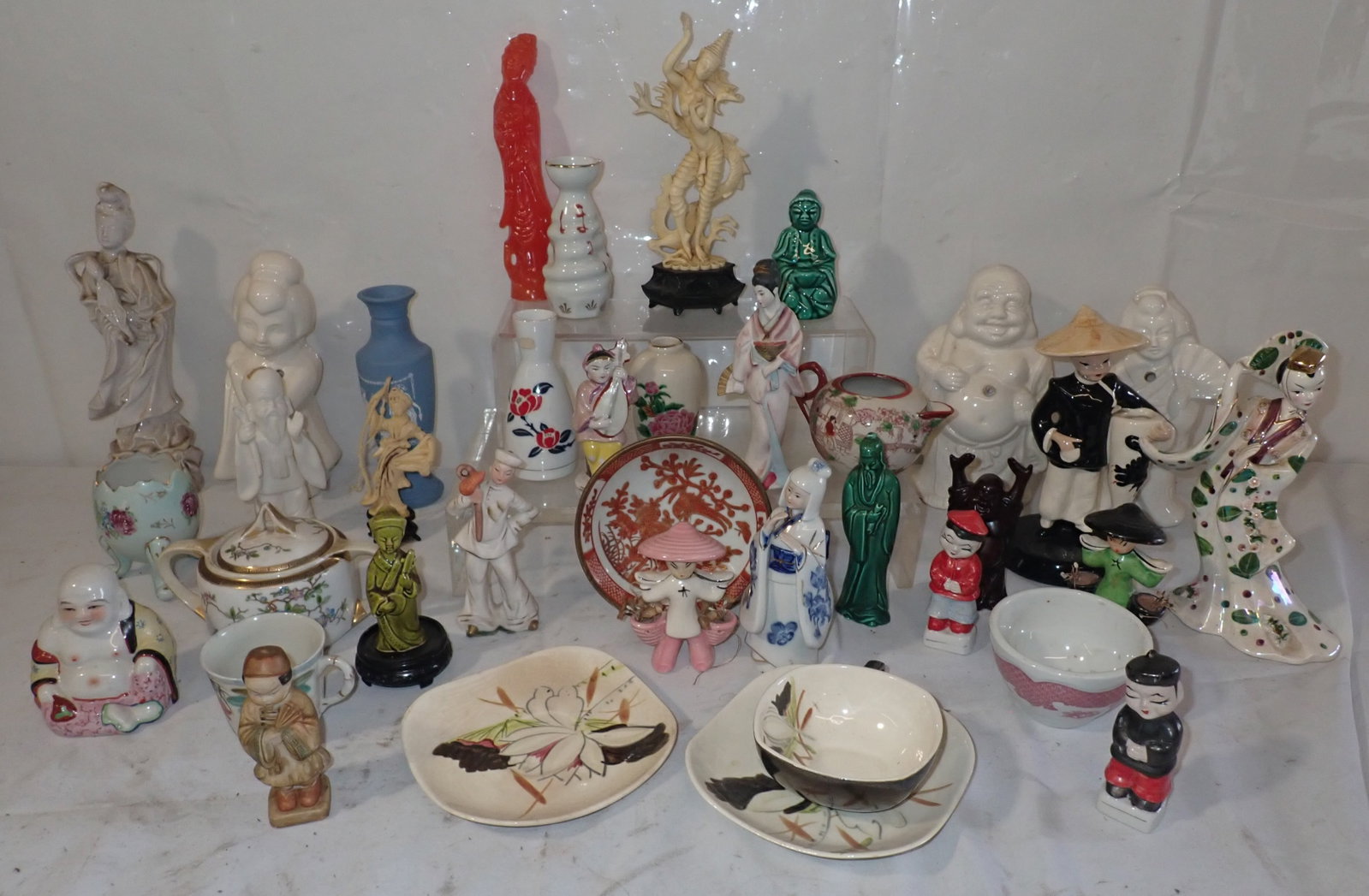 Oriental Figures & Misc: Tallest is approx 11 1/4". Must take all ! No in house shipping !