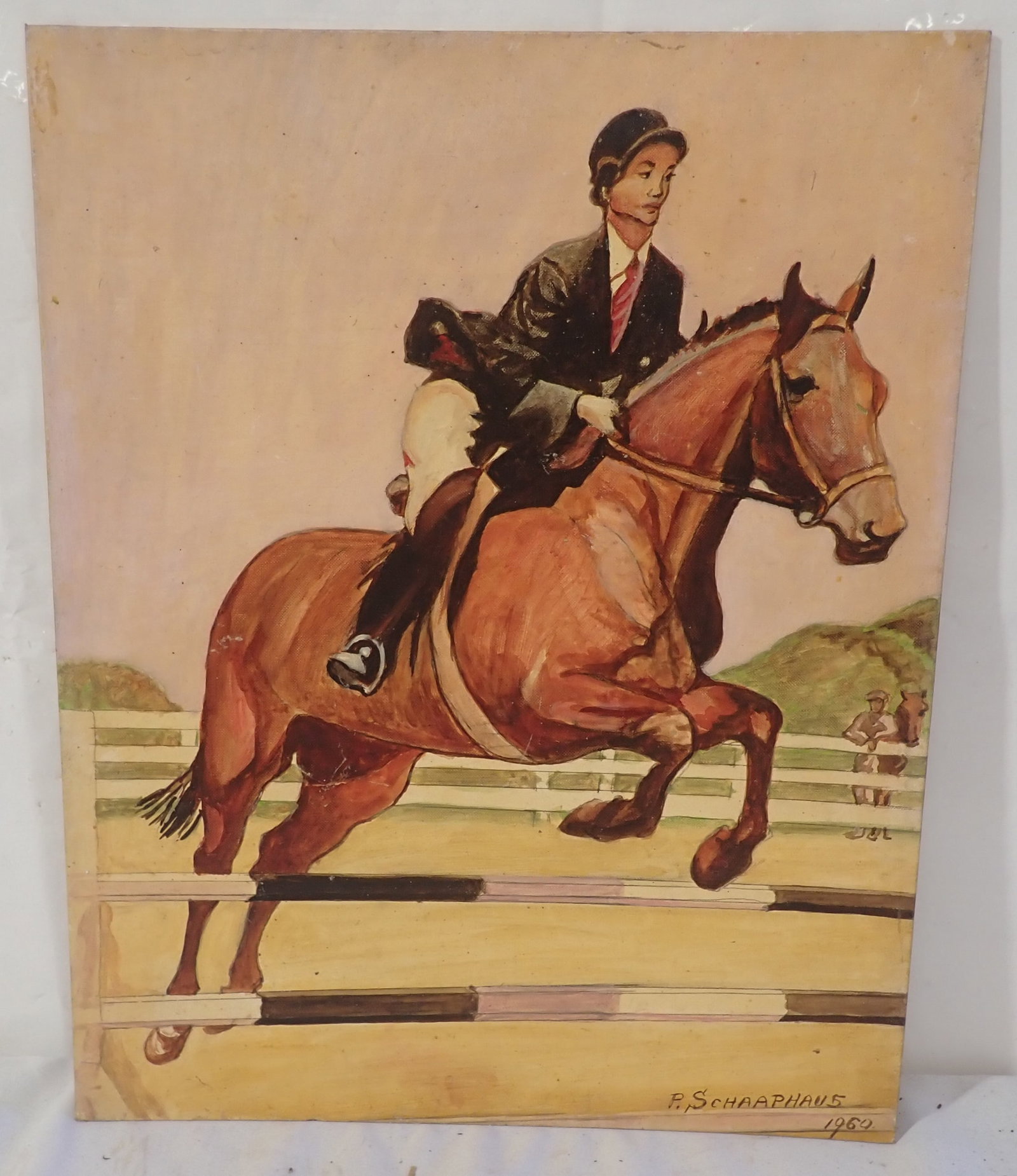 1960 Paul Schaaphaus Equestrian Oil on Board Painting: Painting is apprx 16" x 20". Shipping available