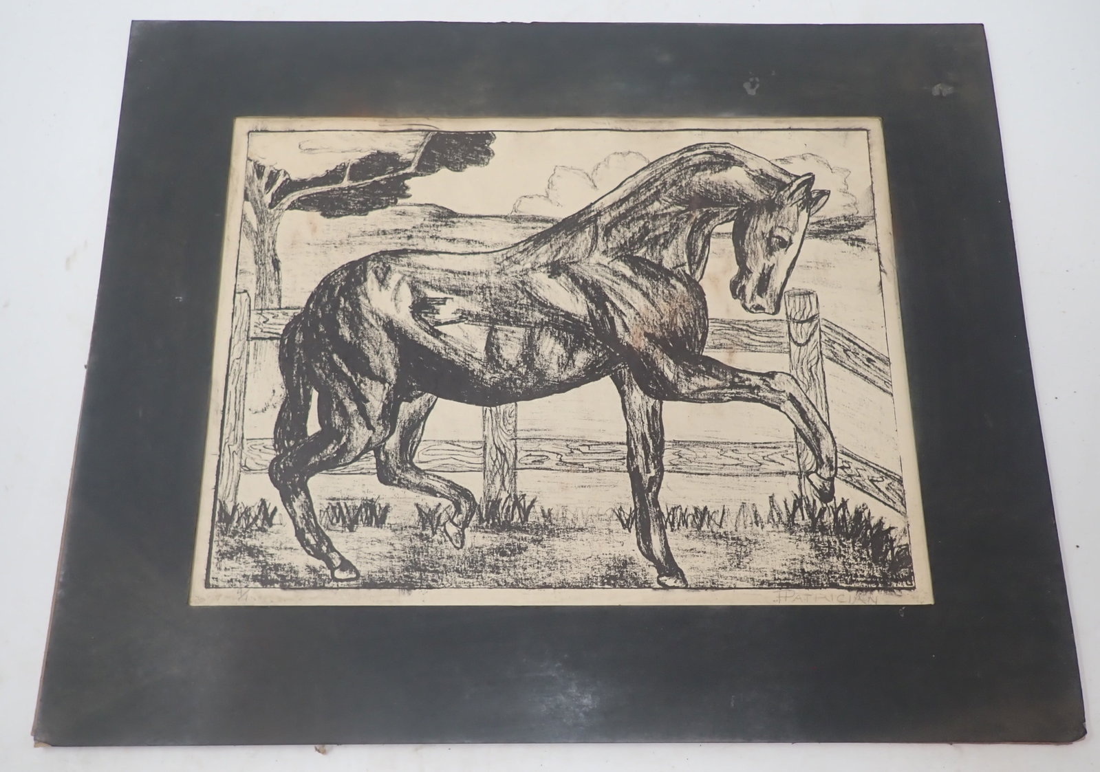 Signed Wood Block Print Patrician: Approx 14" x 17 1/4". Shipping available