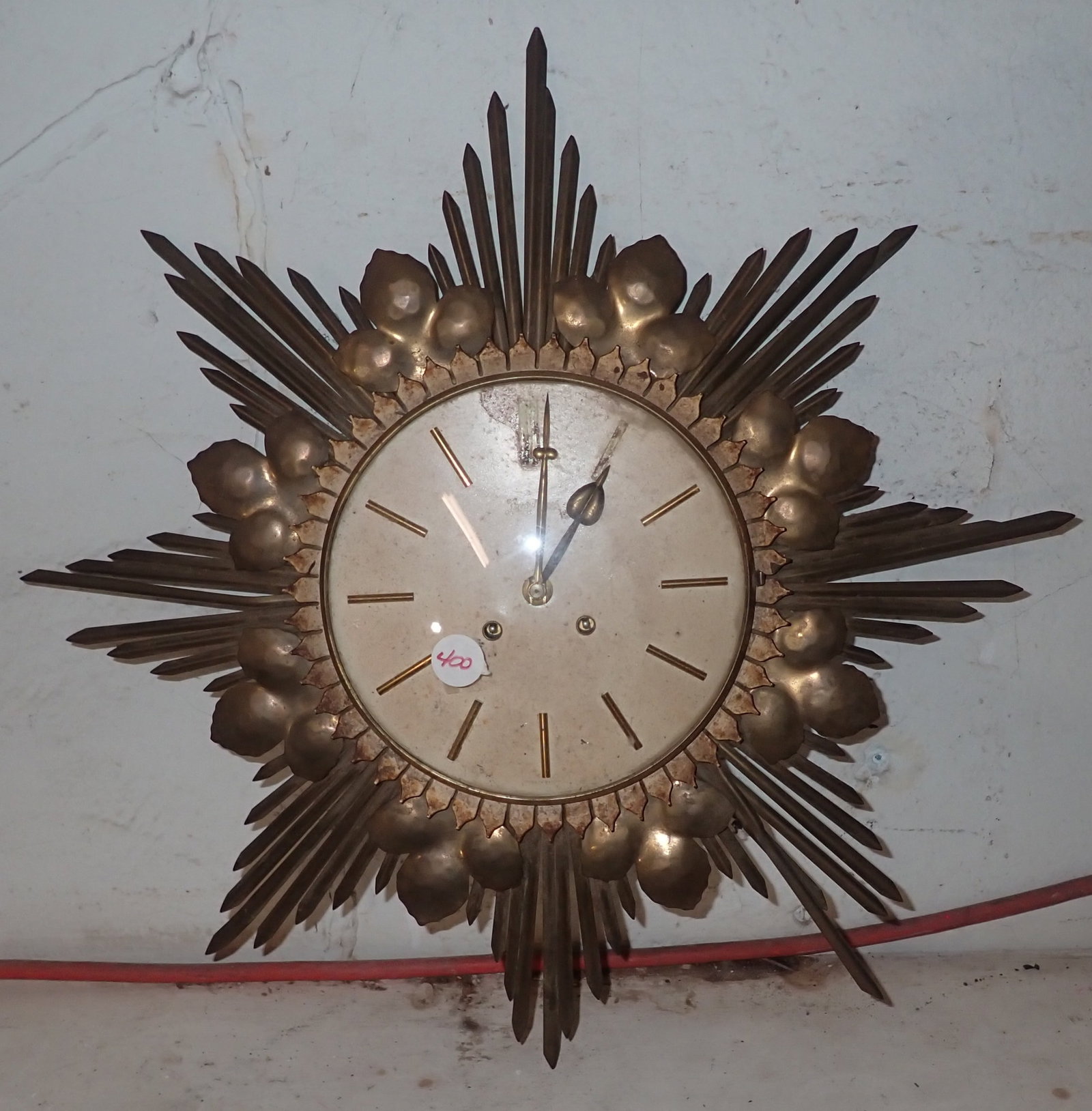 Brass MCM Clock: Approx 19" x 19". Shipping available
