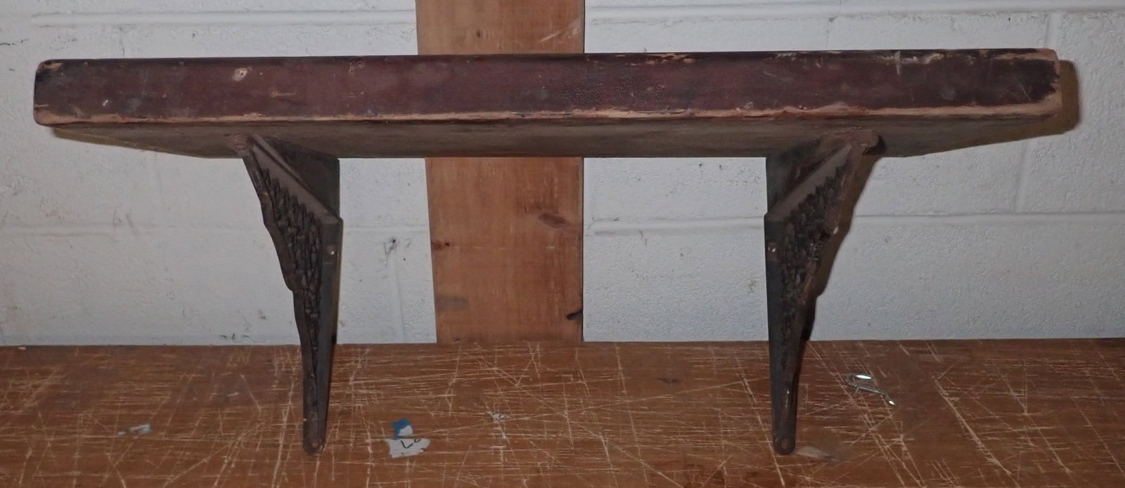 Shelf w/ Cast Iron Brackets: Approx 13" x 24". No in house shipping !