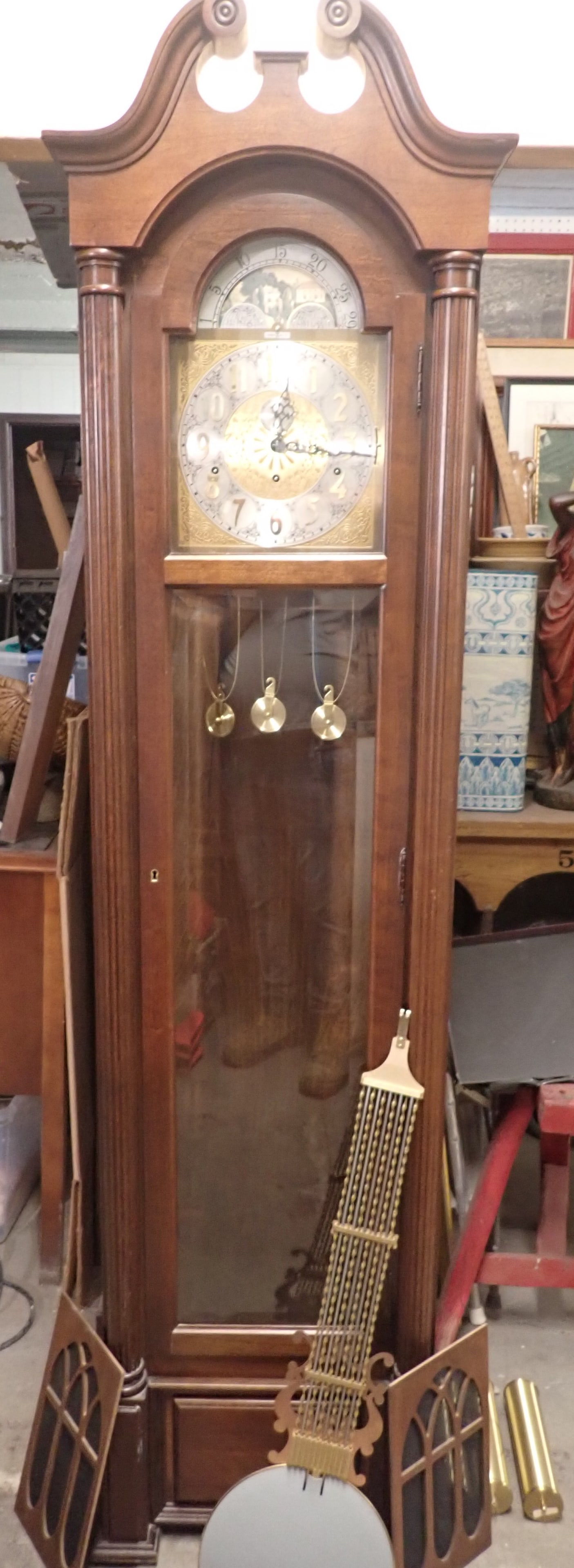 Howard Miller Grandfather Clock: Approx 14 7/8" x 21 3/8" x 82 1/2" tall. No in house shipping ! Bring help to load !
