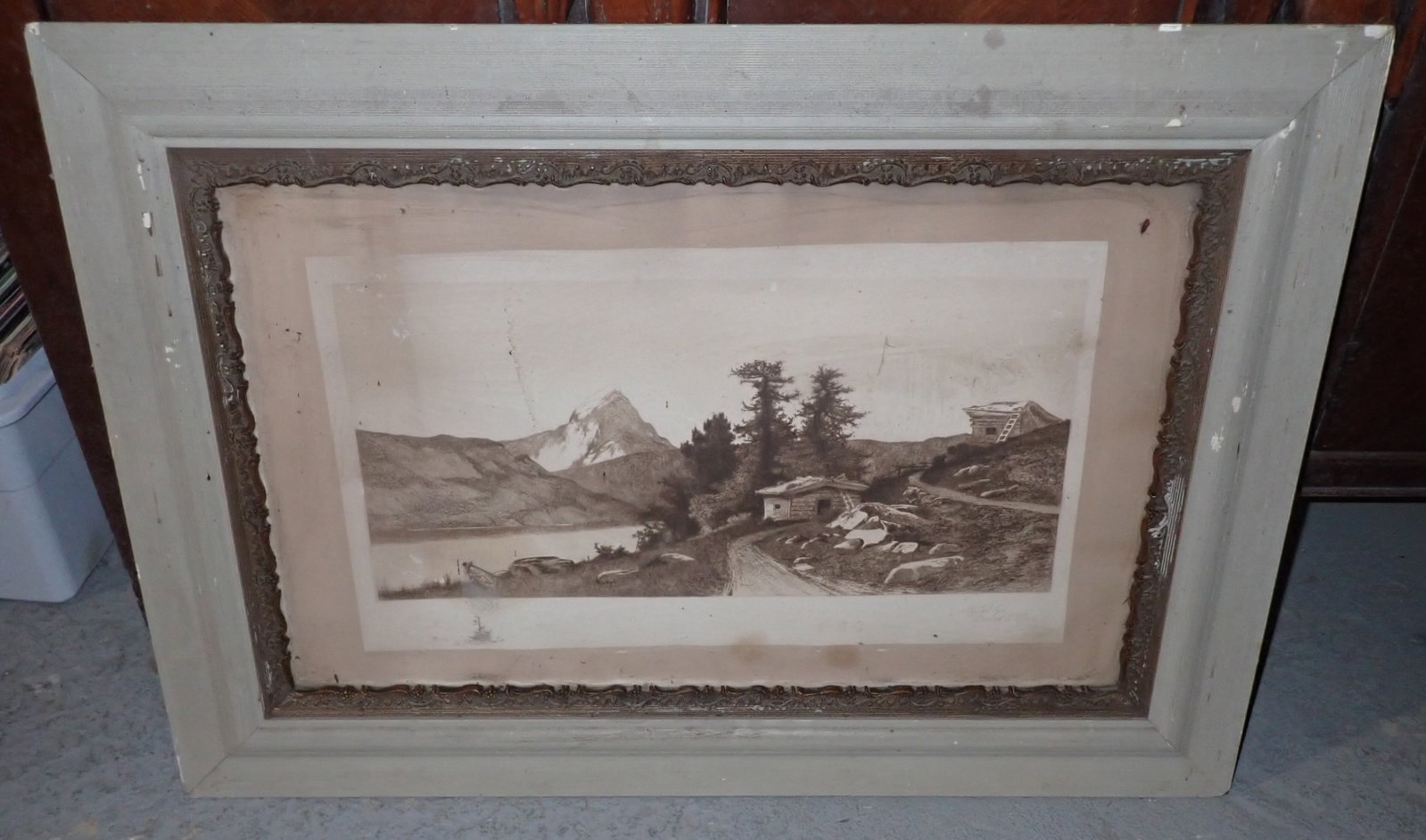 Ernest Rost Etching: Apprx 23 1/4" x 33 1/2". NO in house shipping !