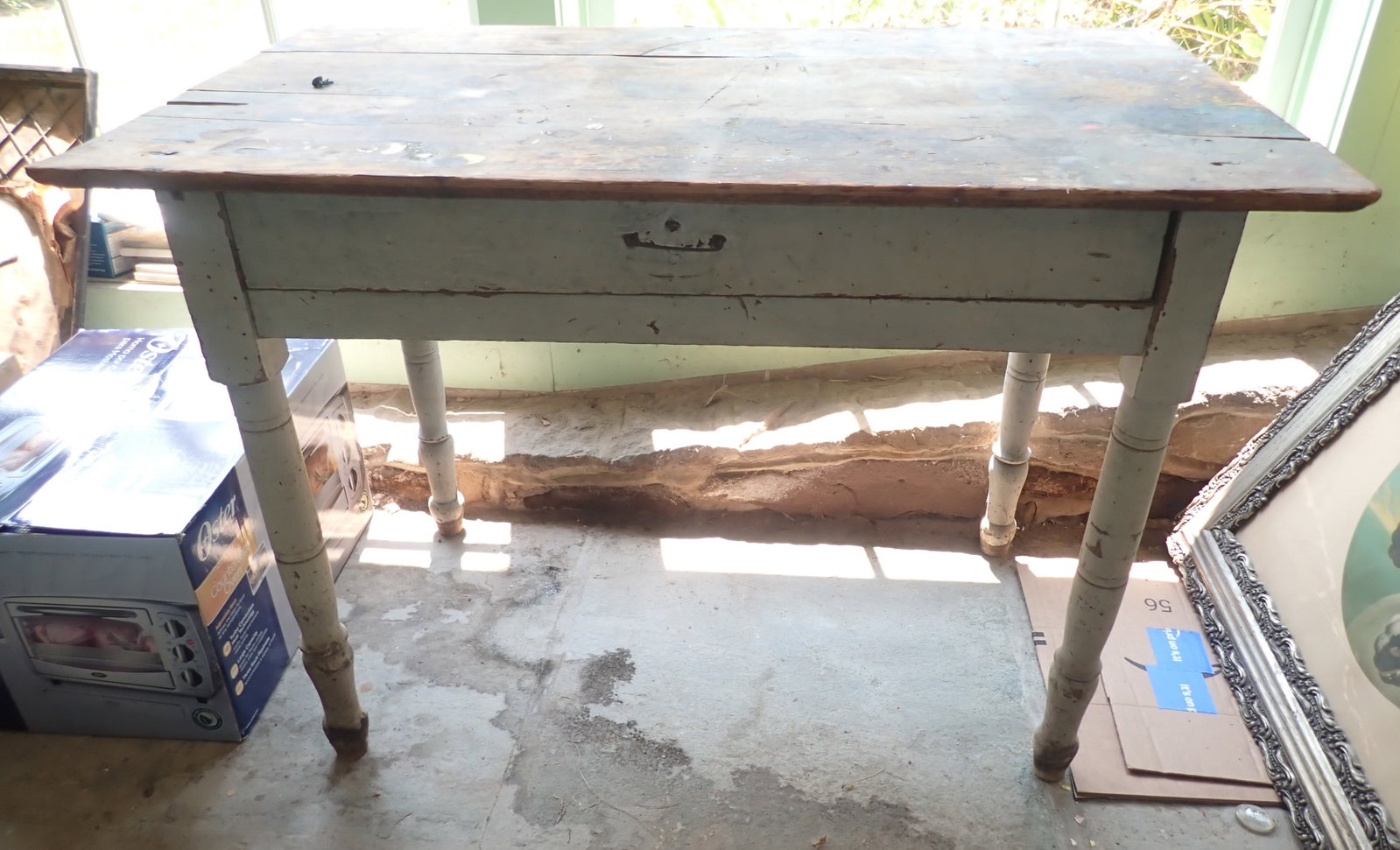 One Drawer Farm Table: Approx 24" x 42" x 29 7/8" tall. No in house shipping !